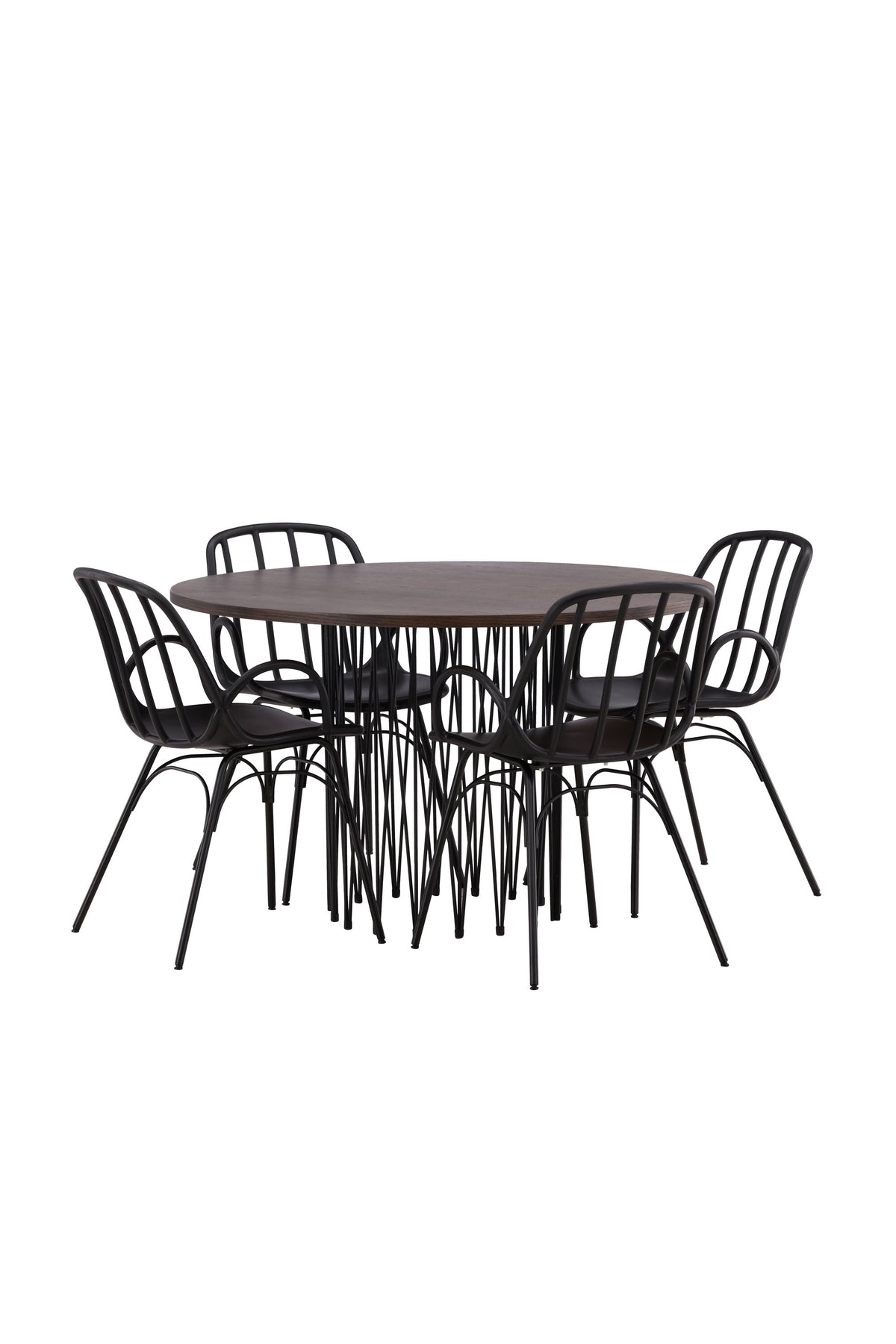 Stone Esszimmerset + Dyrön ⌀120cm/4St. in Schwarz präsentiert im Onlineshop von KAQTU Design AG. Esszimmerset ist von Venture Home
