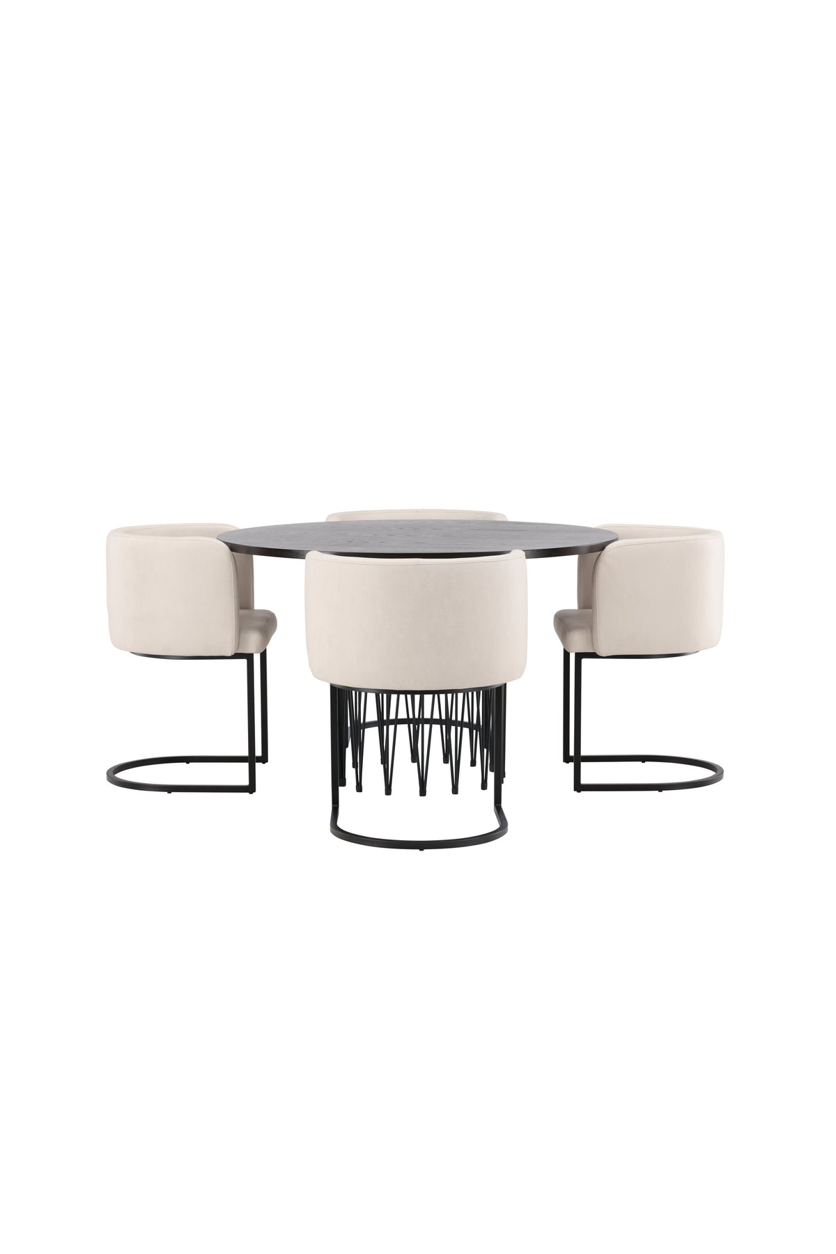 Stone Esszimmerset + Simrishamn ⌀120cm/4St. in Beige, Schwarz präsentiert im Onlineshop von KAQTU Design AG. Esszimmerset ist von Venture Home