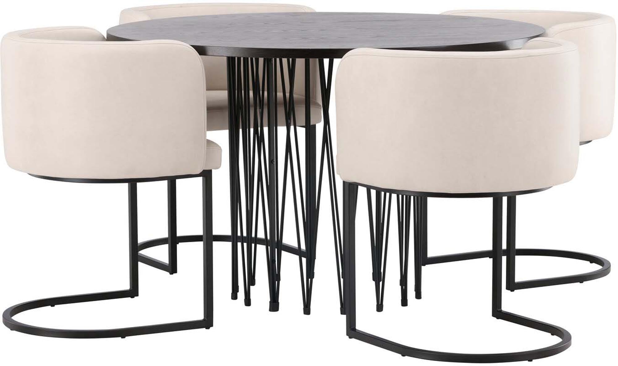 Stilvolles Esszimmerset Stone + Simrishamn, 120cm, 4 Stühle, modern.