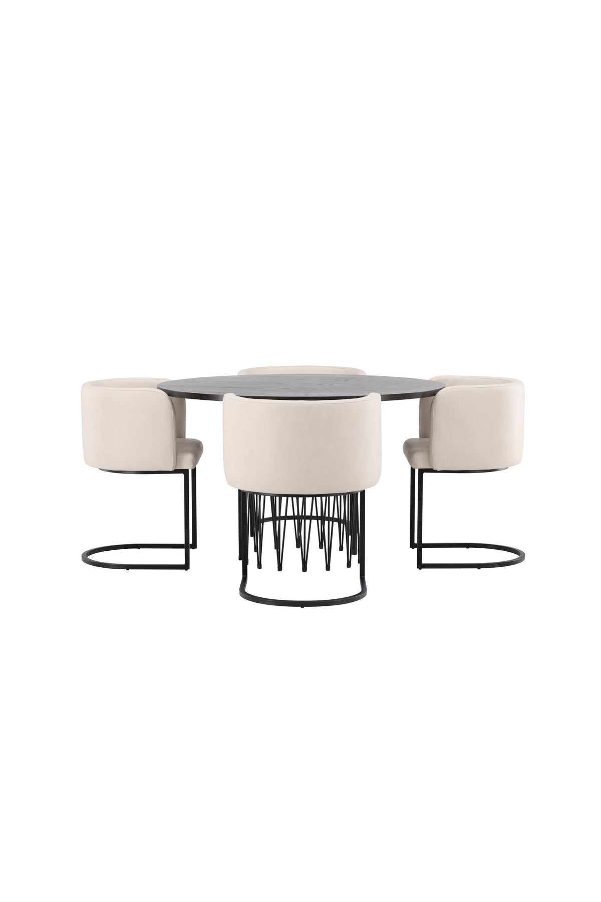 Stone Esszimmerset + Simrishamn ⌀120cm/4St. in Beige, Schwarz präsentiert im Onlineshop von KAQTU Design AG. Esszimmerset ist von Venture Home