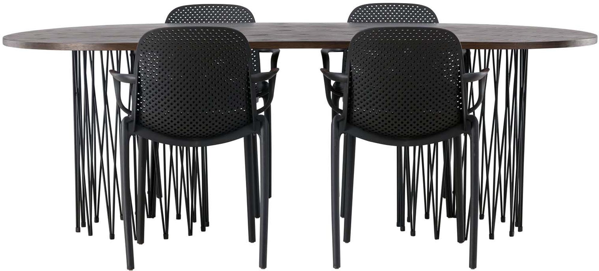 Elegantes Stone Esszimmerset 220cm mit 4 Baltimore Stühlen.