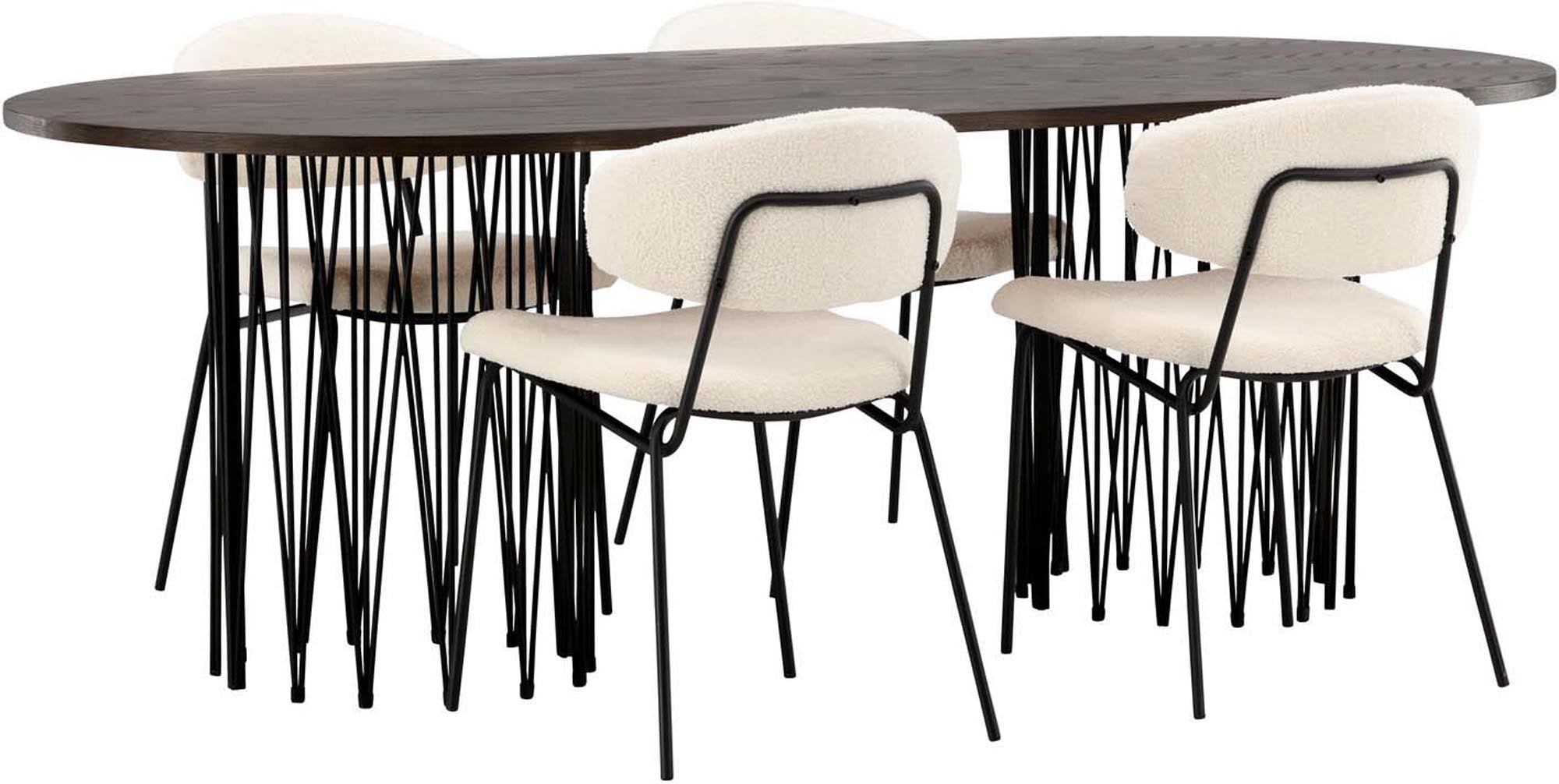 Modernes Stone Esszimmerset mit 4 Chico Stühlen, 220 cm, von Venture Home.