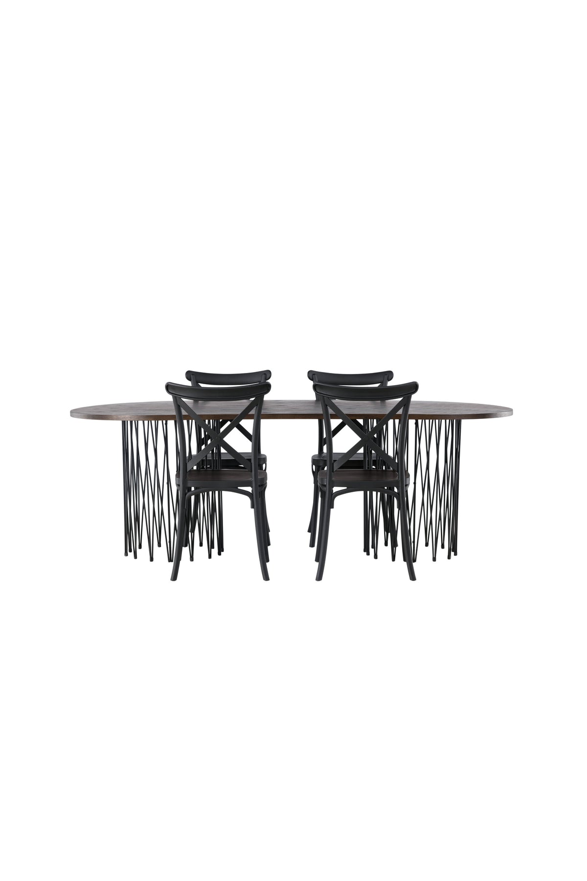 Stone Esszimmerset + Crosett 220cm/4St. in Schwarz präsentiert im Onlineshop von KAQTU Design AG. Esszimmerset ist von Venture Home