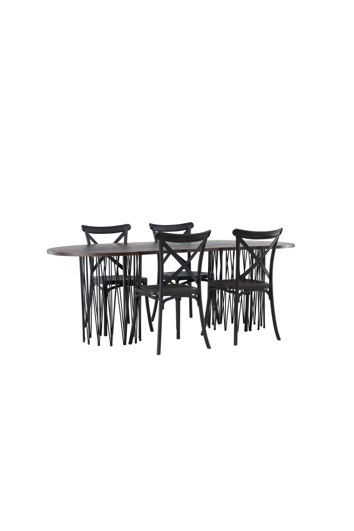 Stone Esszimmerset + Crosett 220cm/4St. in Schwarz präsentiert im Onlineshop von KAQTU Design AG. Esszimmerset ist von Venture Home