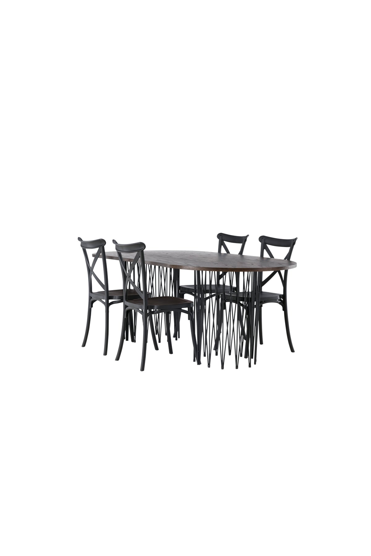 Stone Esszimmerset + Crosett 220cm/4St. in Schwarz präsentiert im Onlineshop von KAQTU Design AG. Esszimmerset ist von Venture Home