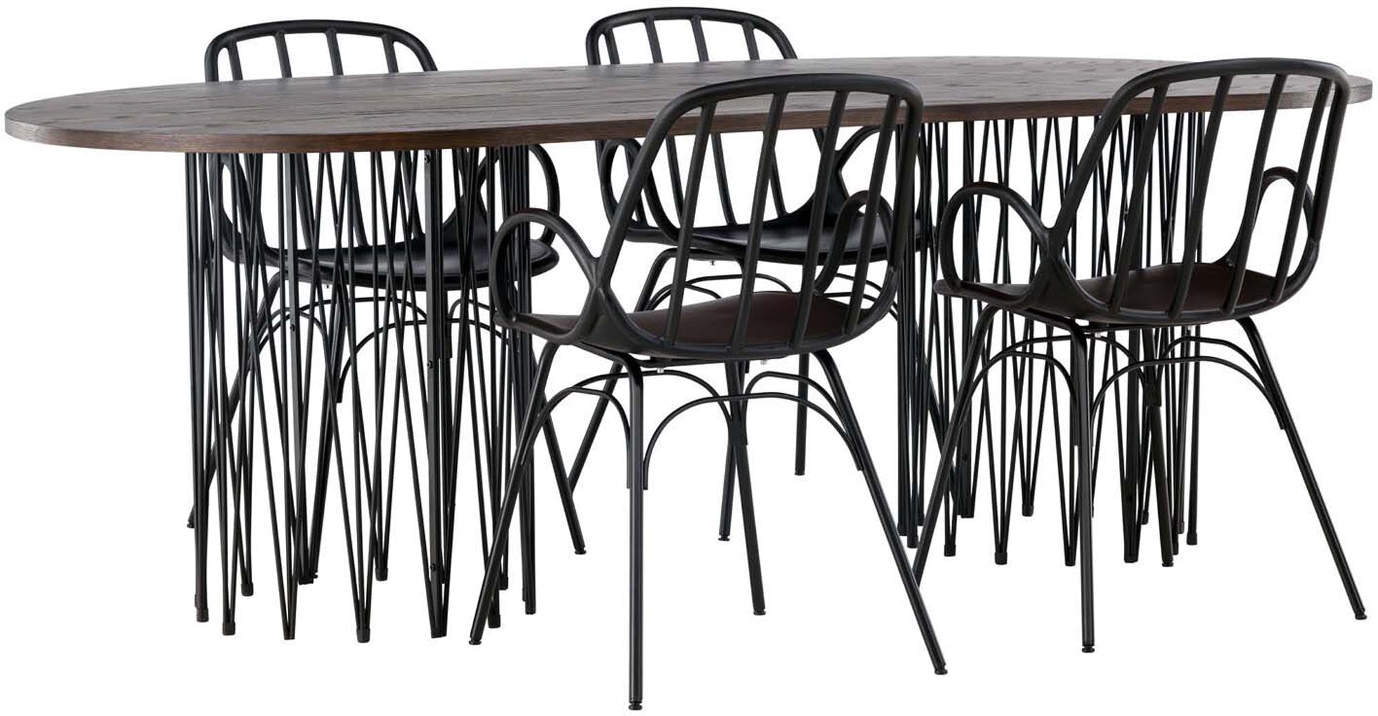 Modernes Stone Esszimmerset 220cm mit 4 Dyrön Stühlen von Venture Home.