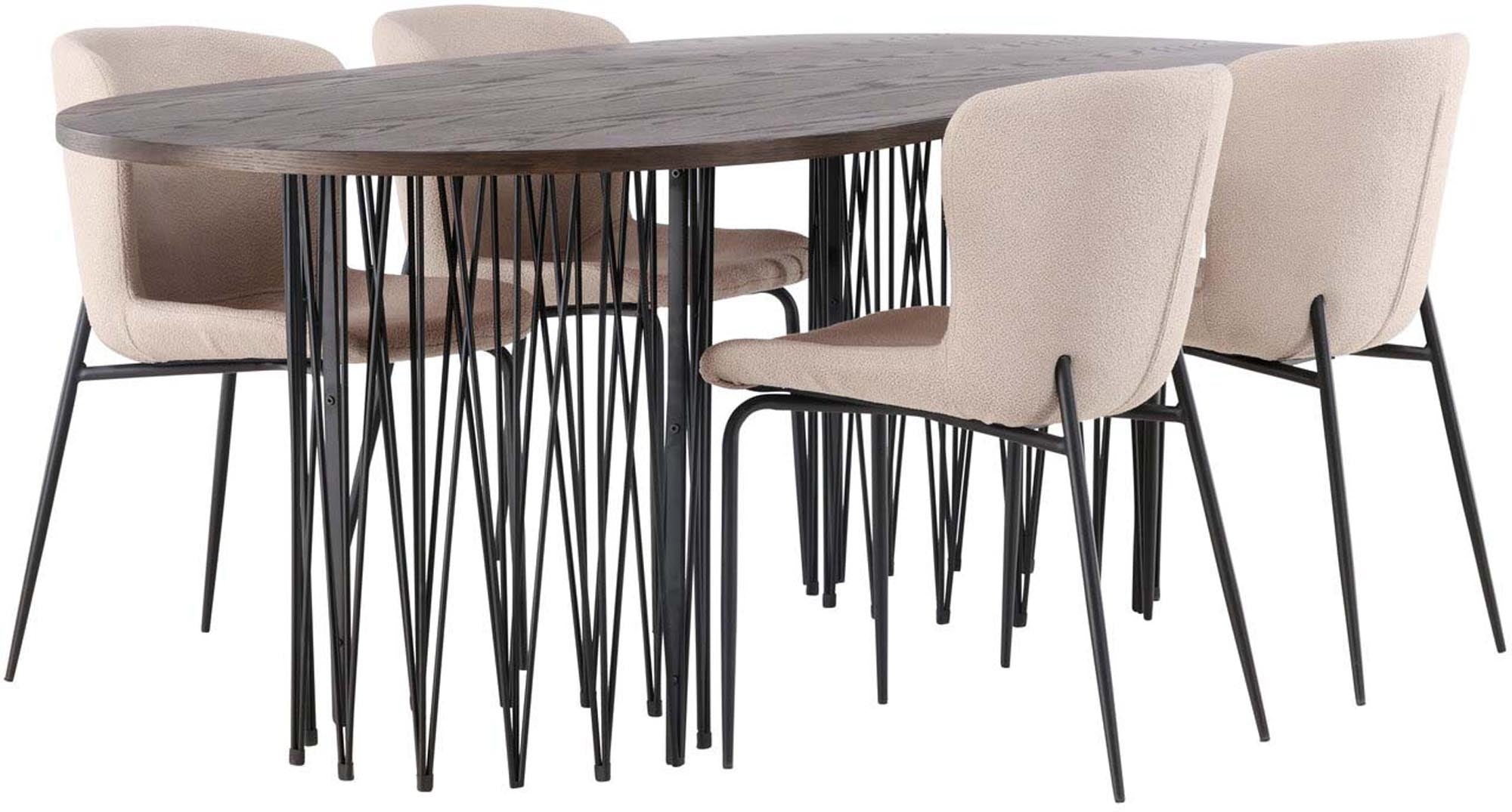 Elegantes Stone Esszimmerset mit Modesto-Stühlen für gesellige Abende. Hochwertige Materialien und modernes Design schaffen eine einladende Atmosphäre.