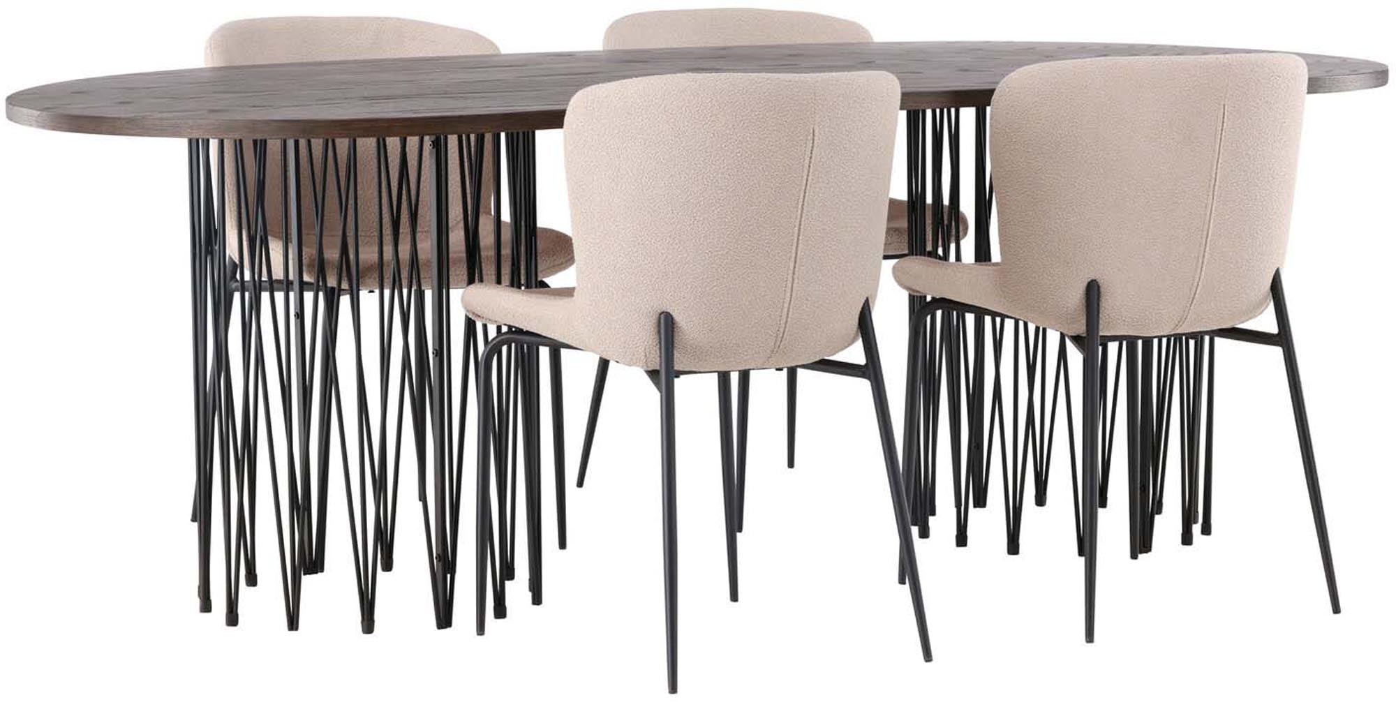 Stilvolles Stone Esszimmerset mit Modesto-Stühlen. Robuste Materialien und modernes Design bieten Komfort für gesellige Runden und unvergessliche Momente.