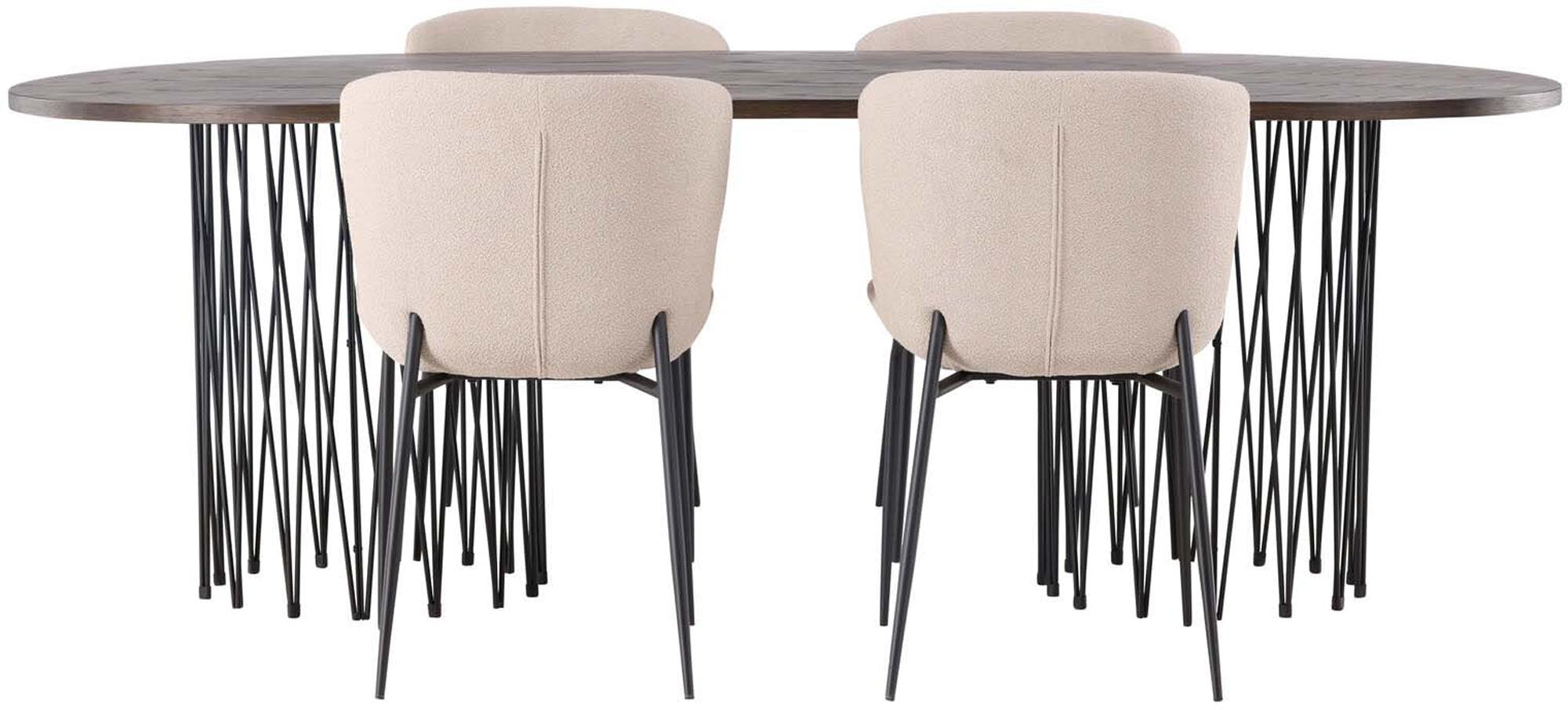 Elegantes Stone Esszimmerset mit Modesto-Stühlen. Hochwertige Materialien und modernes Design schaffen eine einladende Atmosphäre für gesellige Abende.