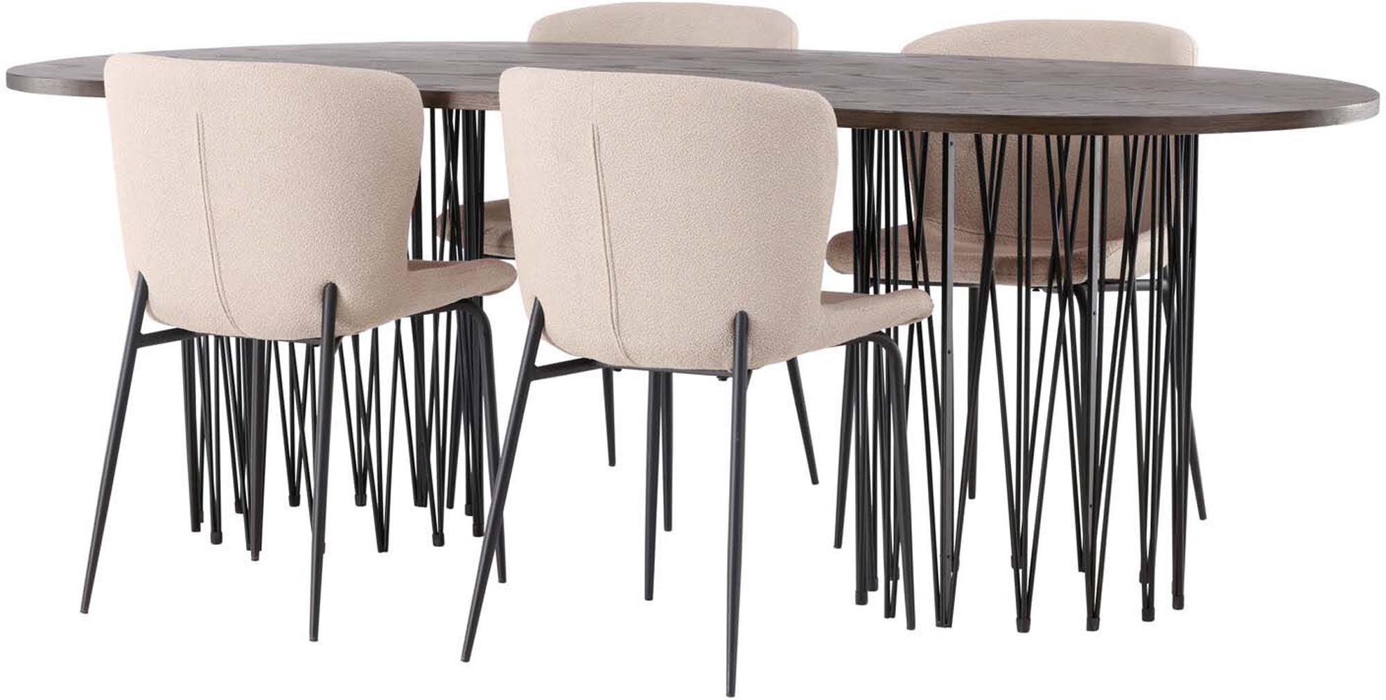 Stilvolles Stone Esszimmerset mit Modesto-Stühlen. Robuste Materialien und modernes Design bieten Komfort und Platz für gesellige Runden.