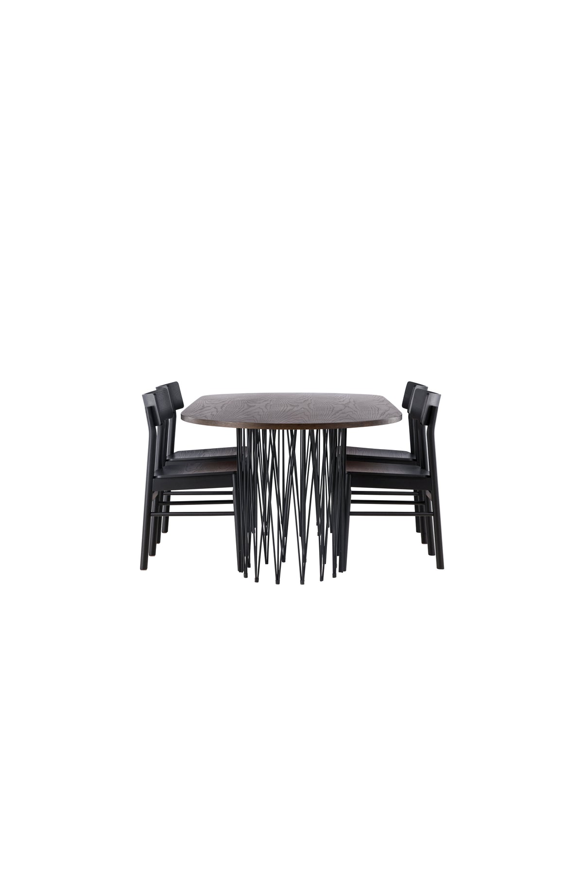 Stone oval Esstisch + 4 x Montros Esszimmerstuhl in Schwarz präsentiert im Onlineshop von KAQTU Design AG. Esszimmerset ist von Venture Home