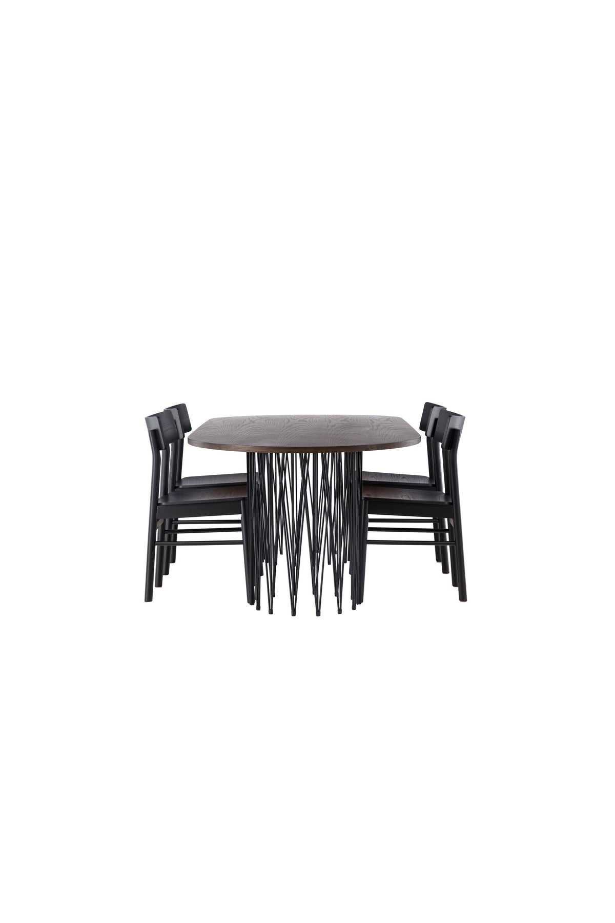 Stone oval Esstisch + 4 x Montros Esszimmerstuhl in Schwarz präsentiert im Onlineshop von KAQTU Design AG. Esszimmerset ist von Venture Home