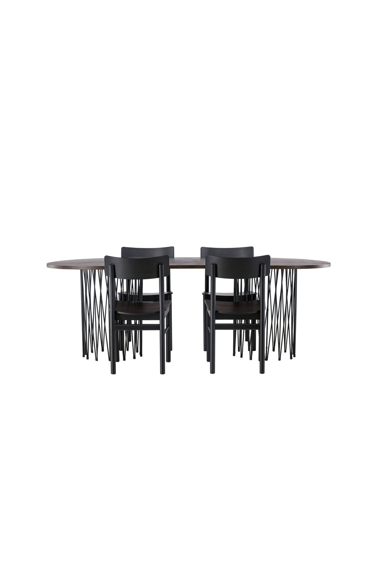 Stone oval Esstisch + 4 x Montros Esszimmerstuhl in Schwarz präsentiert im Onlineshop von KAQTU Design AG. Esszimmerset ist von Venture Home