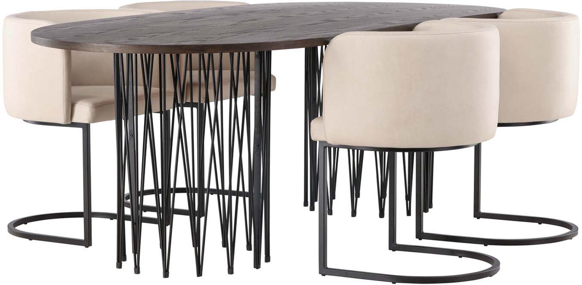 Stilvolles Esszimmerset Stone + Simrishamn, 220 cm, 4 bequeme Stühle, perfekt für festliche Anlässe und gemütliche Zusammenkünfte.