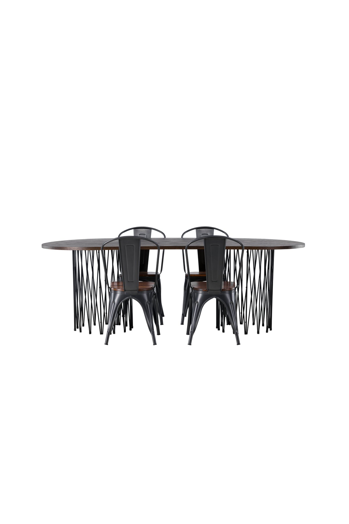 Stone Esszimmerset + Tempe 220cm/4St. in Dunkelgrau, Walnuss präsentiert im Onlineshop von KAQTU Design AG. Esszimmerset ist von Venture Home