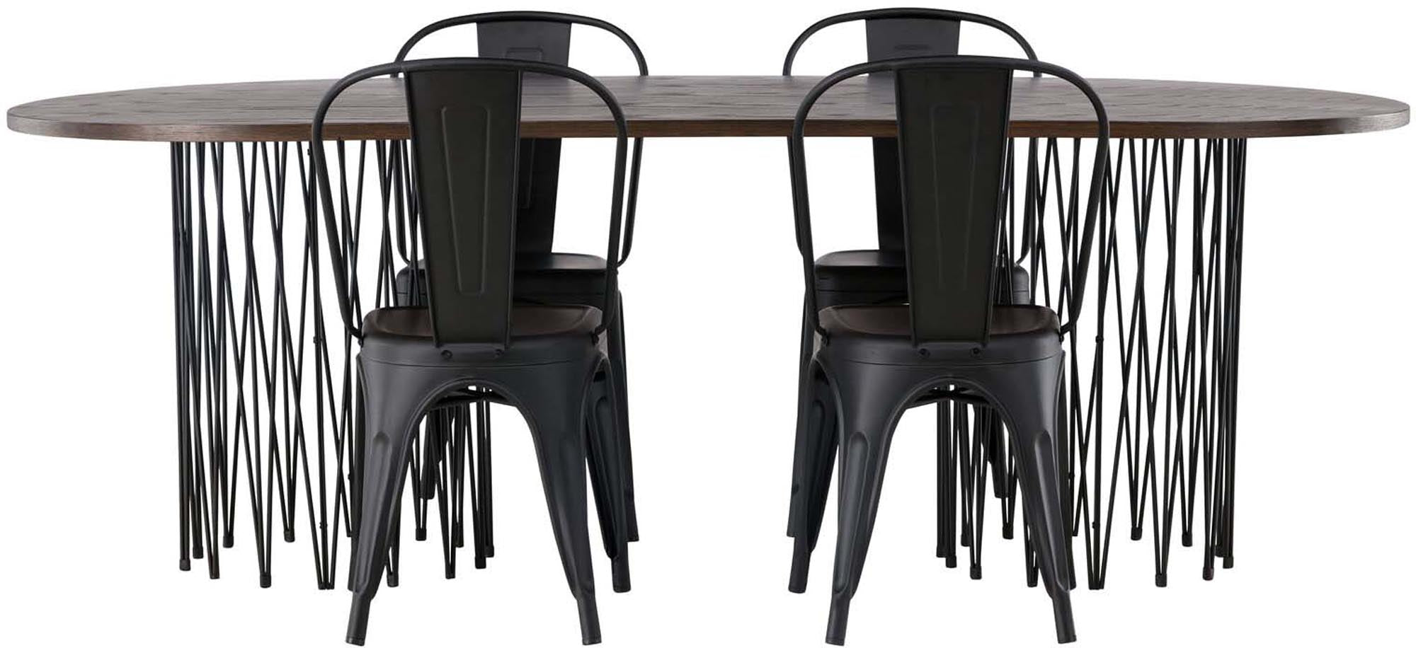 Stilvolles Stone Esszimmerset 220cm mit 4 Stühlen von Venture Home.