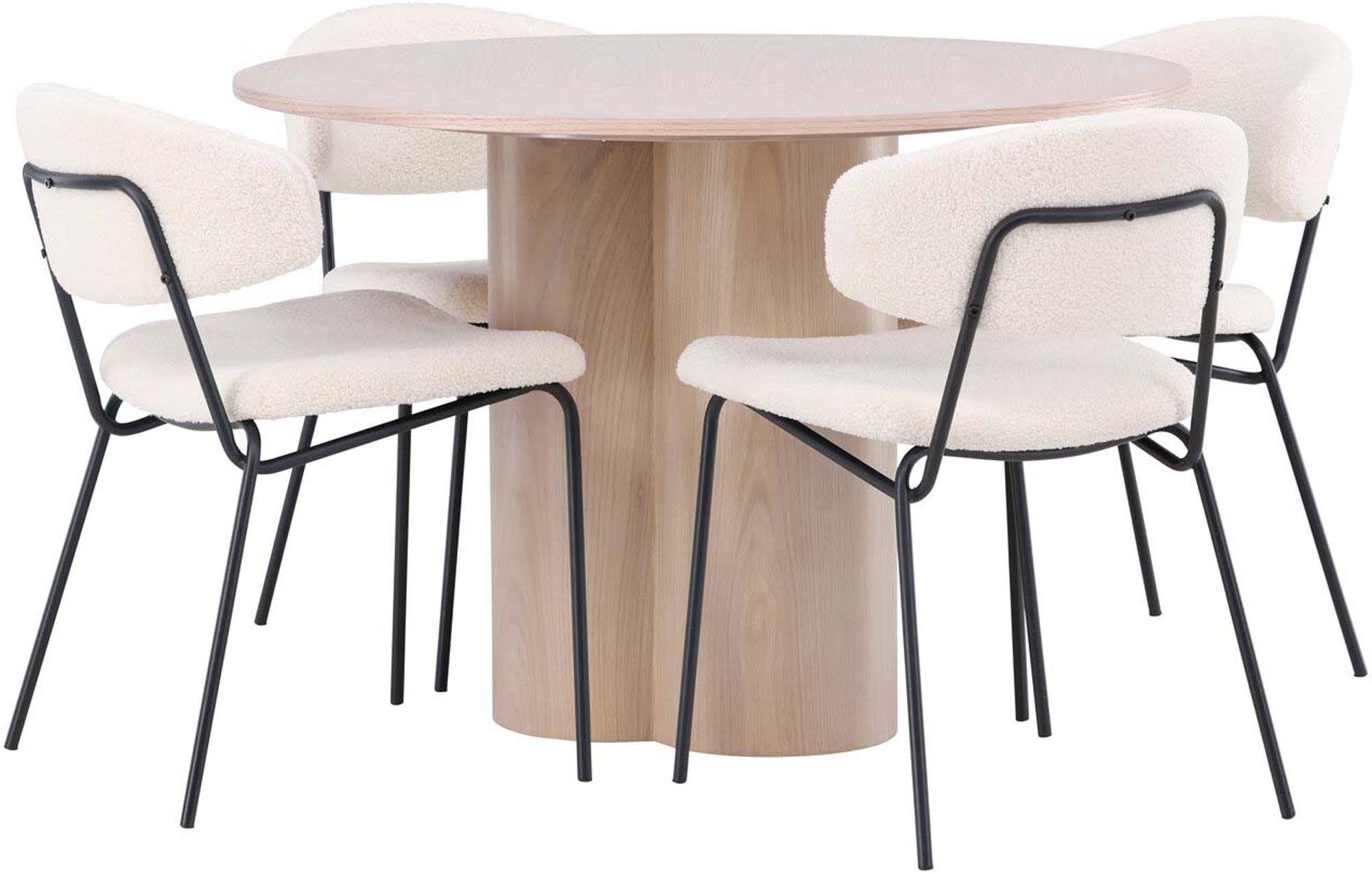 Entdecken Sie das Olivia Esszimmer Set + Chico: skandinavisches Design, hochwertige Materialien und optimaler Sitzkomfort für gesellige Abende.