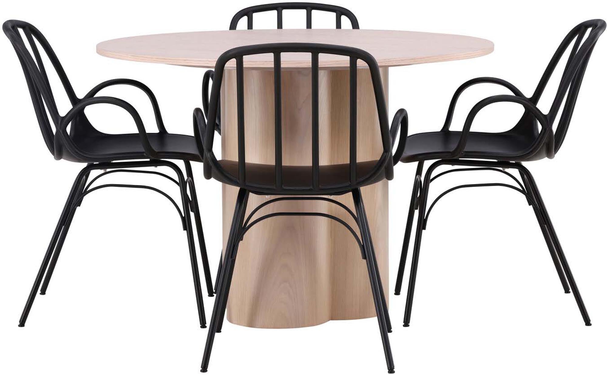 Stilvolles Esszimmerset Olivia mit rundem Tisch und 4 Stühlen.