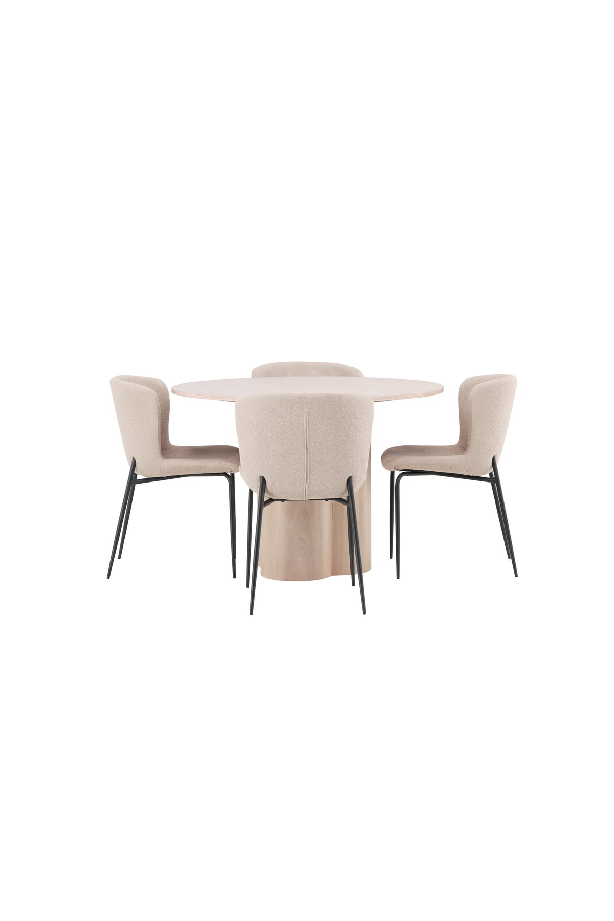 Olivia Esszimmer Set + Modesto ⌀110cm/4St. in Natur / Beige / Schwarz präsentiert im Onlineshop von KAQTU Design AG. Esszimmerset ist von Venture Home