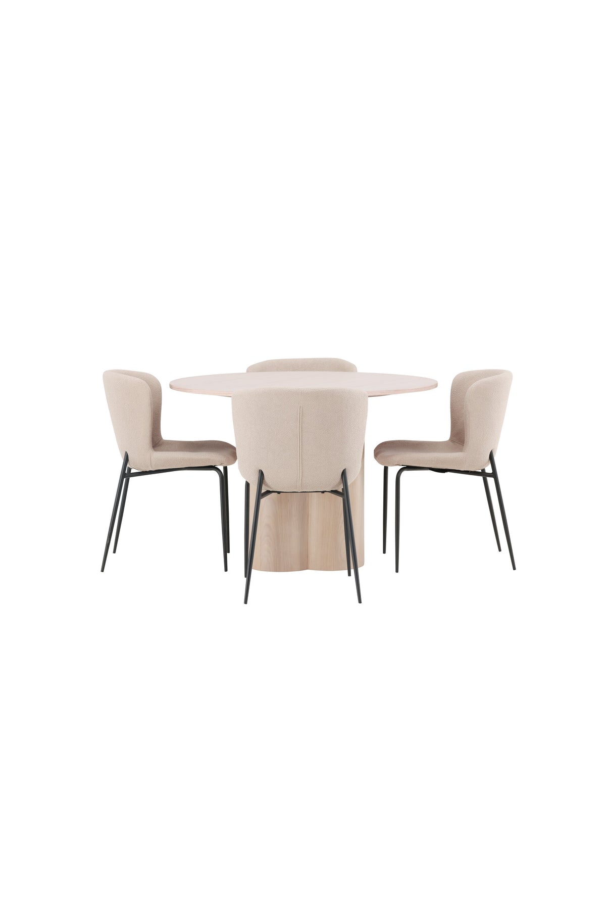 Olivia Esszimmer Set + Modesto ⌀110cm/4St. in Natur / Beige / Schwarz präsentiert im Onlineshop von KAQTU Design AG. Esszimmerset ist von Venture Home