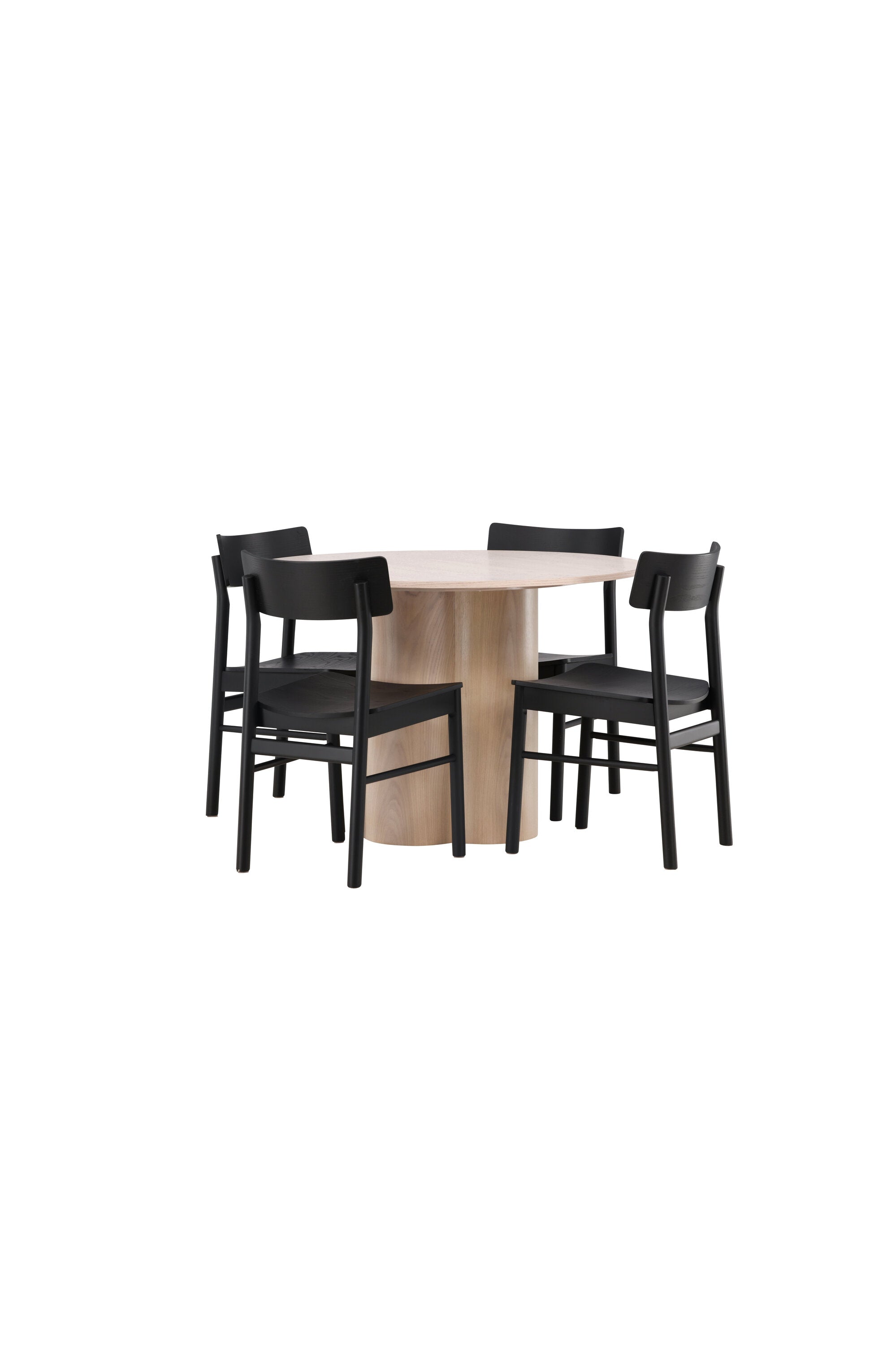 Olivia Esszimmer Set + Montros ⌀110cm/4St. in Natur / Schwarz präsentiert im Onlineshop von KAQTU Design AG. Esszimmerset ist von Venture Home