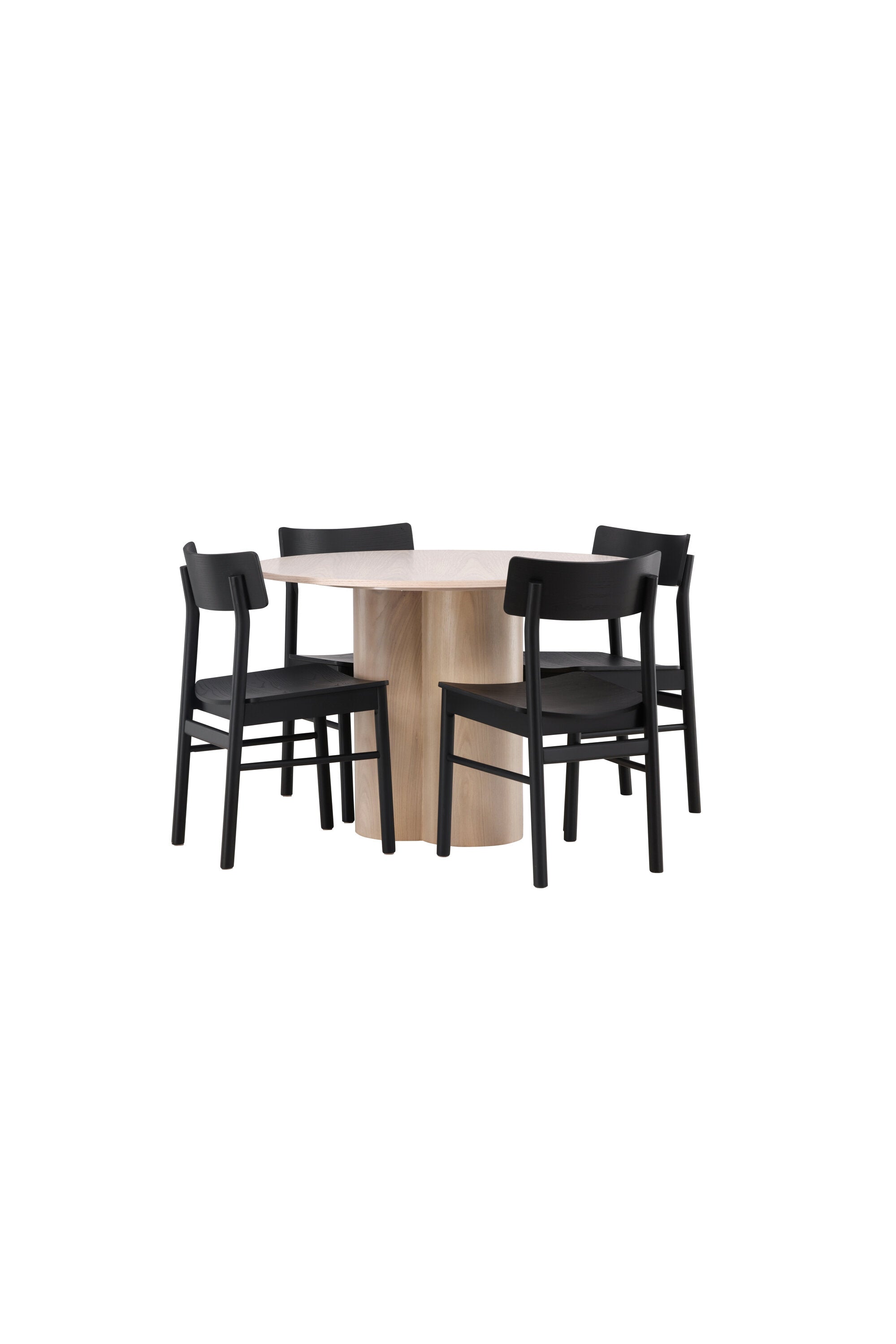 Olivia Esszimmer Set + Montros ⌀110cm/4St. in Natur / Schwarz präsentiert im Onlineshop von KAQTU Design AG. Esszimmerset ist von Venture Home