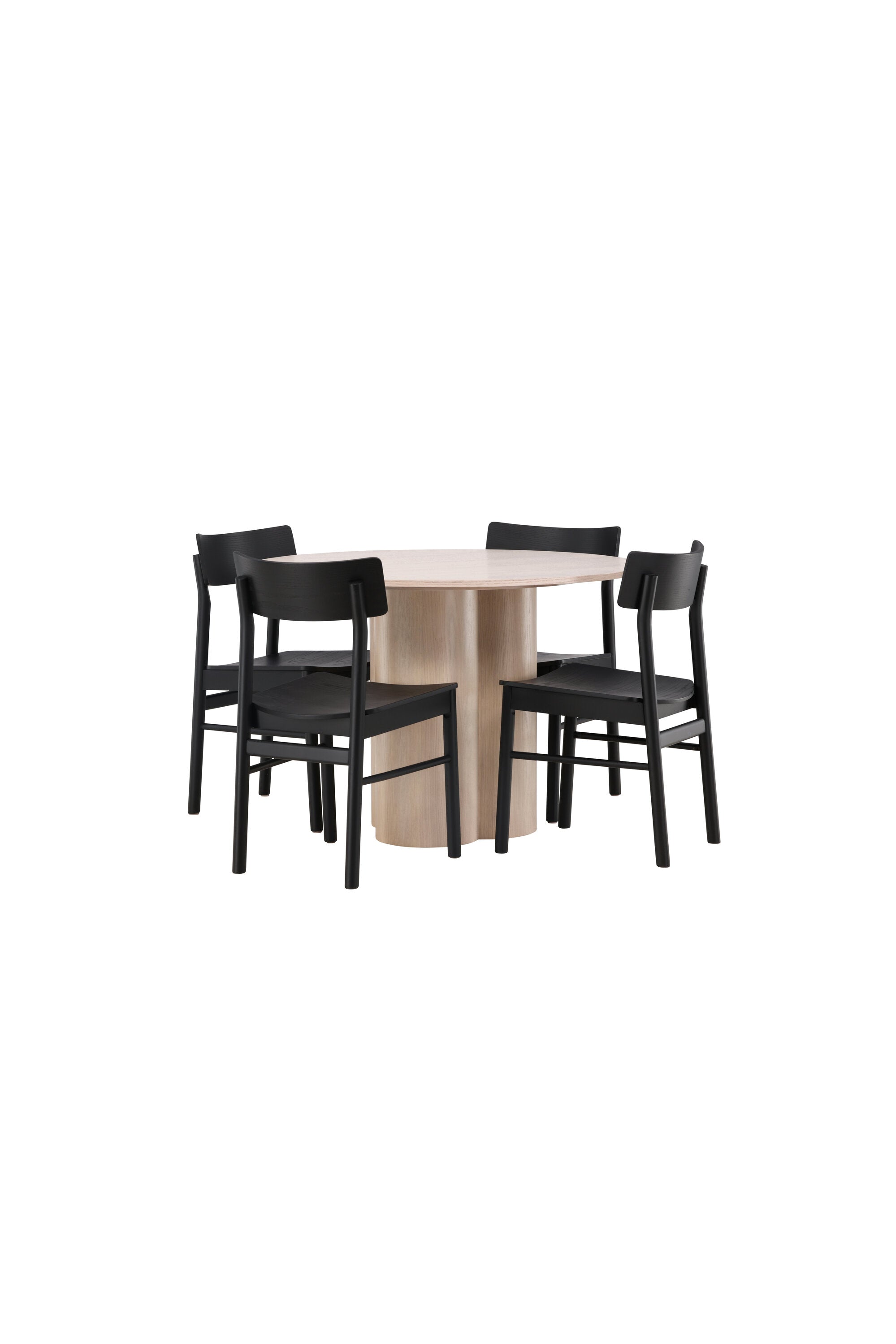 Olivia Esszimmer Set + Montros ⌀110cm/4St. in Natur / Schwarz präsentiert im Onlineshop von KAQTU Design AG. Esszimmerset ist von Venture Home