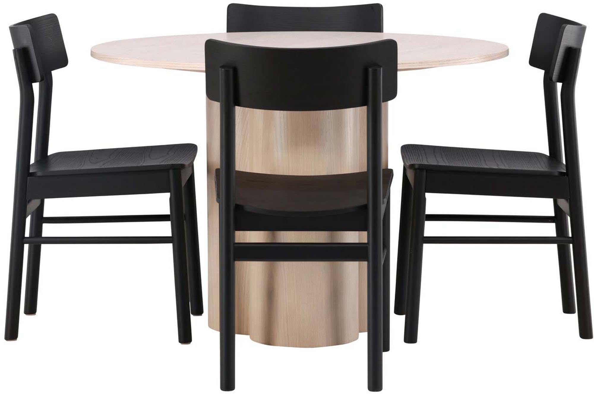 Elegantes Olivia Esszimmer Set mit 110 cm Tisch und 4 stabilen Montros Stühlen. Ideal für gemütliche Mahlzeiten und stilvolle Einrichtung.