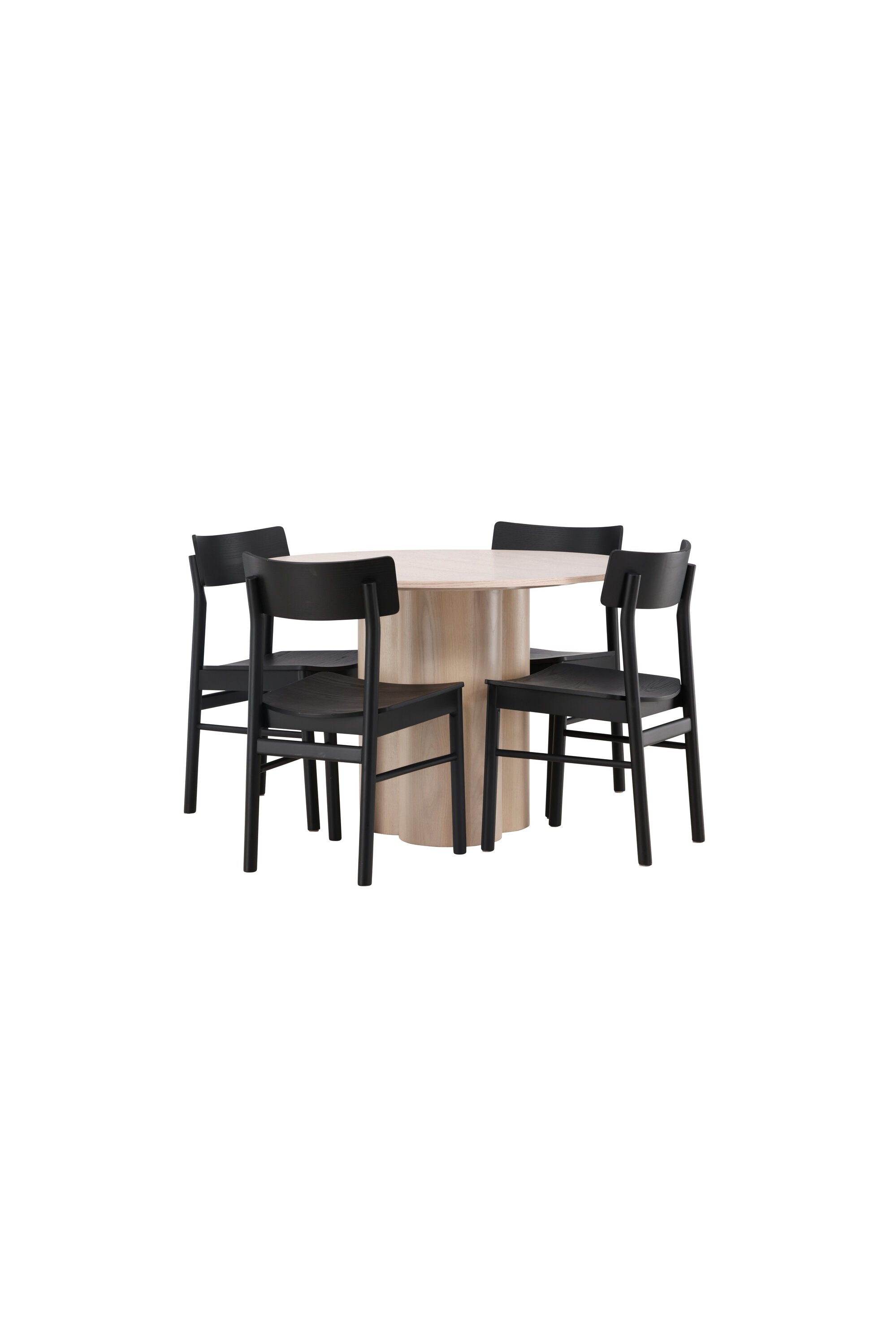 Olivia Esszimmer Set + Montros ⌀110cm/4St. in Natur / Schwarz präsentiert im Onlineshop von KAQTU Design AG. Esszimmerset ist von Venture Home