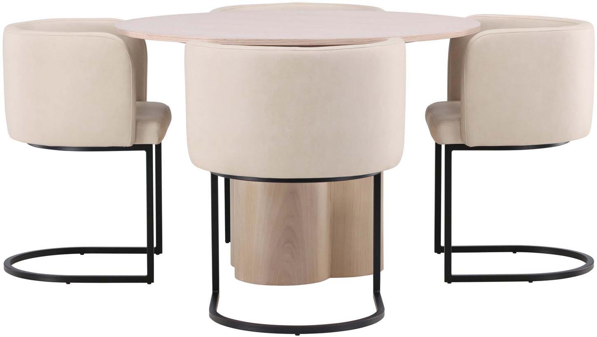 Elegantes Olivia Esszimmer Set für 4, rund, 110cm, von Venture Home.