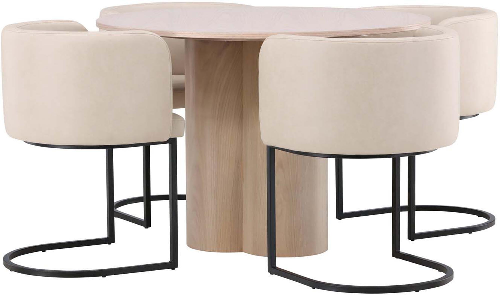 Elegantes Olivia Esszimmer Set mit 110 cm Tisch und 4 komfortablen Stühlen. Ideal für gesellige Runden und stilvolle Einrichtung.