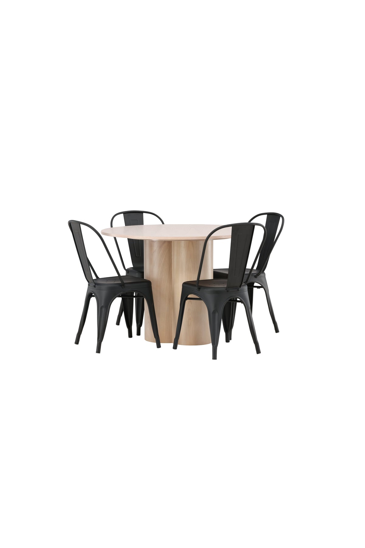 Olivia Esszimmer Set + Tempe ⌀110cm/4St. in Natur / Schwarz präsentiert im Onlineshop von KAQTU Design AG. Esszimmerset ist von Venture Home