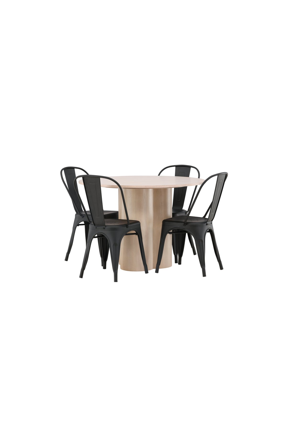 Olivia Esszimmer Set + Tempe ⌀110cm/4St. in Natur / Schwarz präsentiert im Onlineshop von KAQTU Design AG. Esszimmerset ist von Venture Home