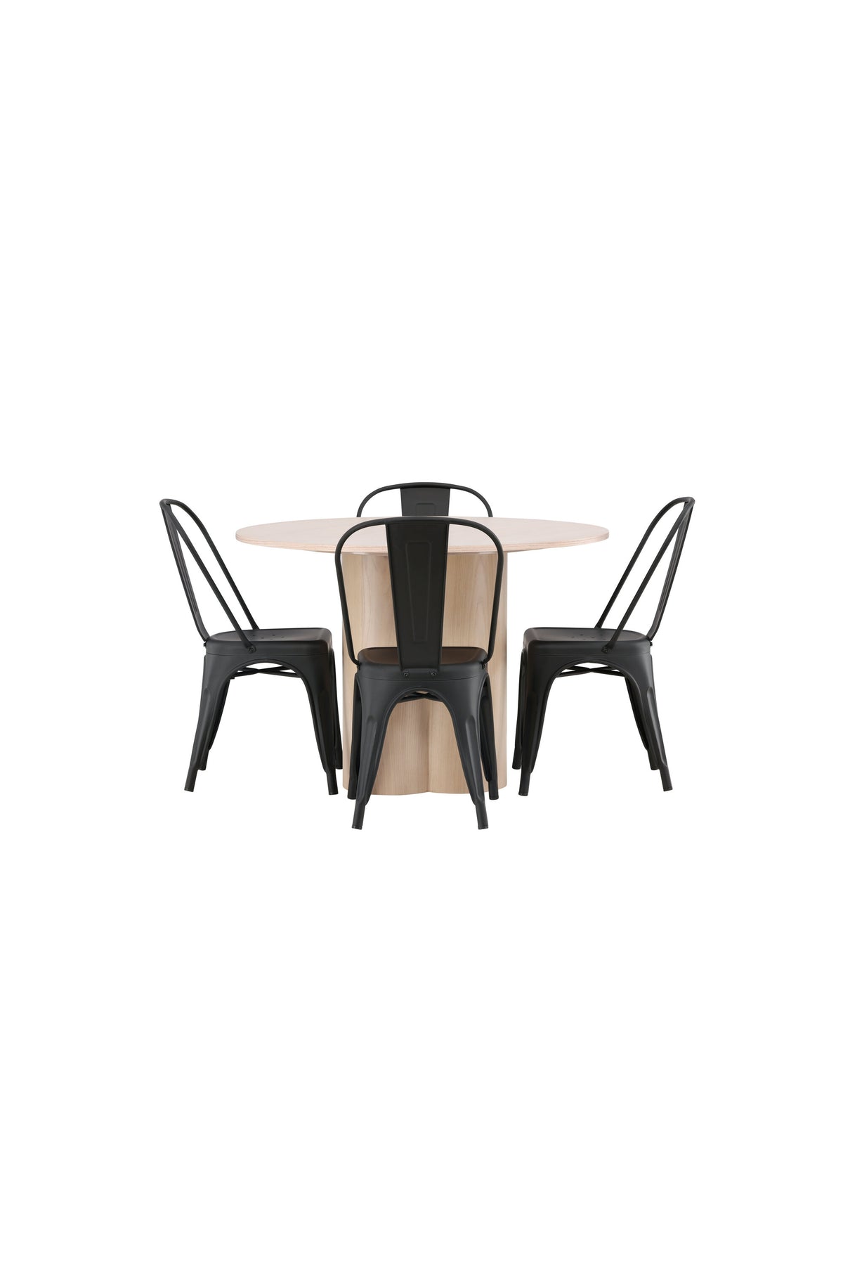 Olivia Esszimmer Set + Tempe ⌀110cm/4St. in Natur / Schwarz präsentiert im Onlineshop von KAQTU Design AG. Esszimmerset ist von Venture Home