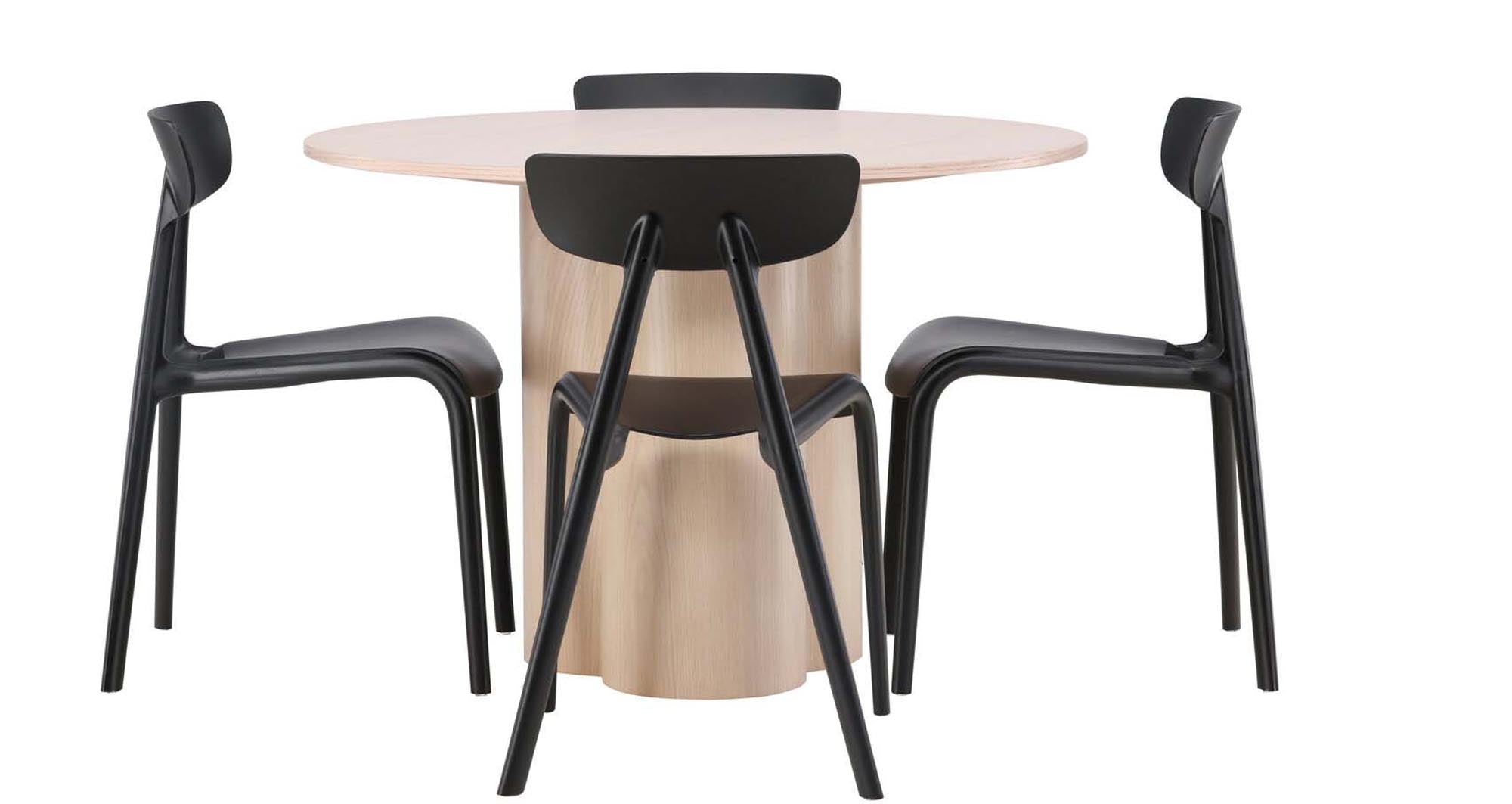 Modernes Olivia Esszimmer Set: Runder Tisch mit 4 Stühlen, Venture Home.