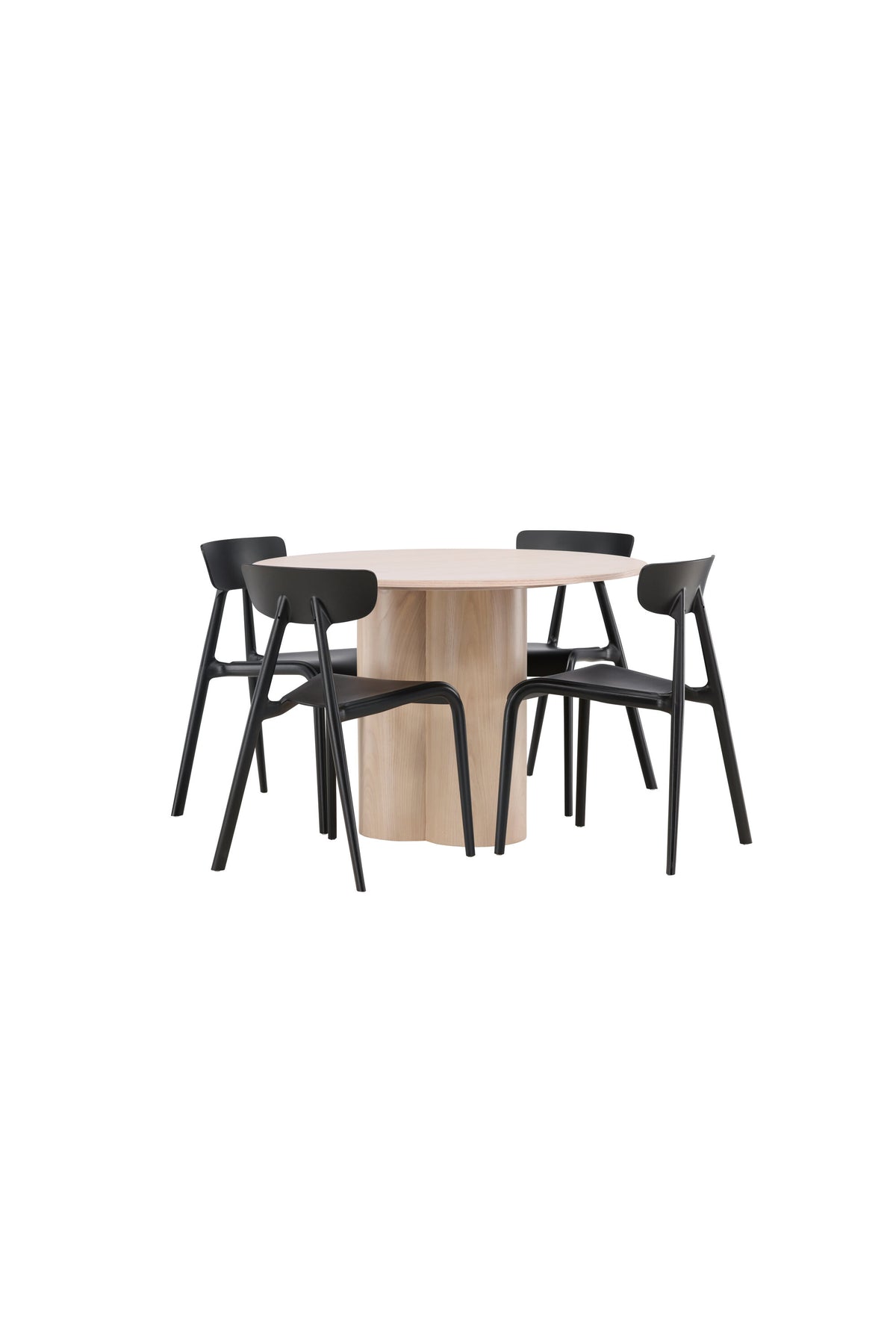 Olivia Esszimmer Set + Ursholmen ⌀110cm/4St. in Natur / Schwarz präsentiert im Onlineshop von KAQTU Design AG. Esszimmerset ist von Venture Home