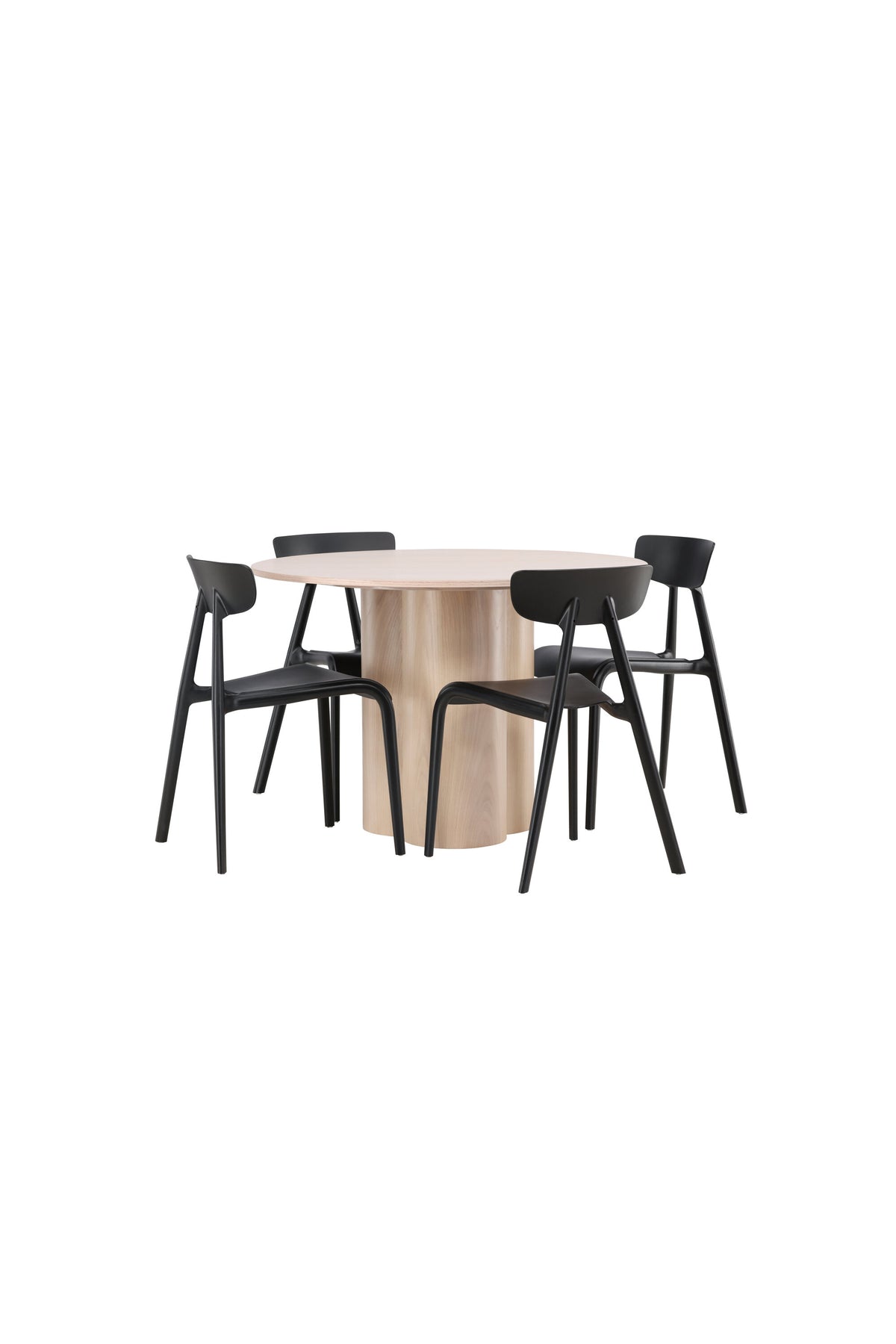Olivia Esszimmer Set + Ursholmen ⌀110cm/4St. in Natur / Schwarz präsentiert im Onlineshop von KAQTU Design AG. Esszimmerset ist von Venture Home