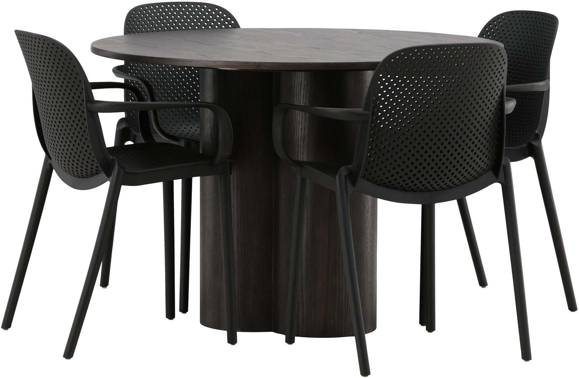 Stilvolles Olivia Esszimmer Set mit rundem Tisch und 4 Stühlen.