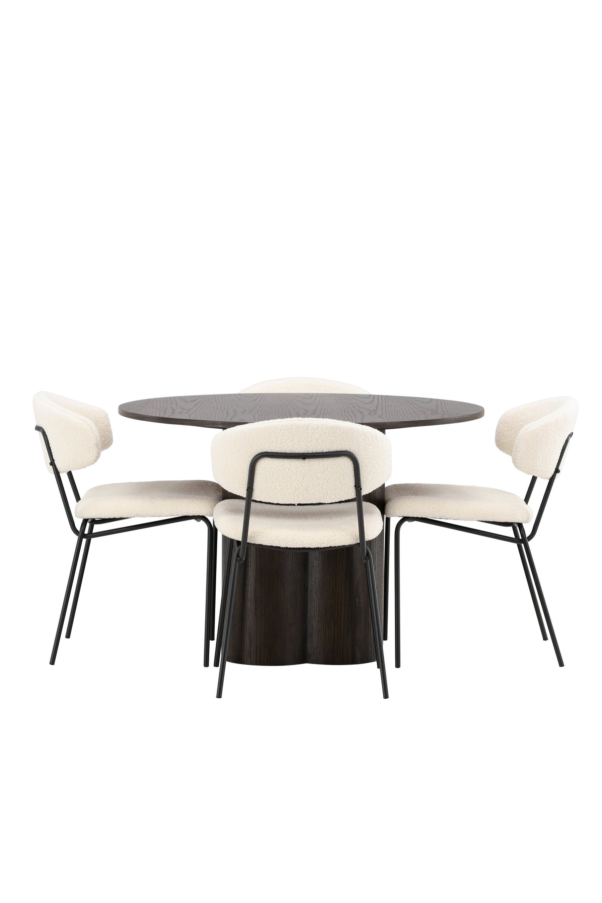 Olivia Esszimmer Set + Chico ⌀110cm/4St. in Braun / Weiss präsentiert im Onlineshop von KAQTU Design AG. Esszimmerset ist von Venture Home