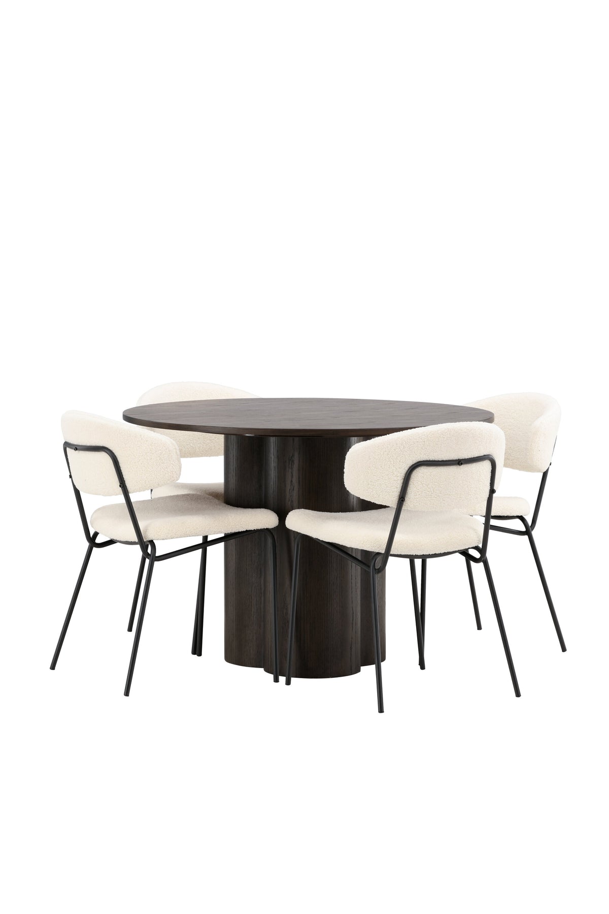 Olivia Esszimmer Set + Chico ⌀110cm/4St. in Braun / Weiss präsentiert im Onlineshop von KAQTU Design AG. Esszimmerset ist von Venture Home