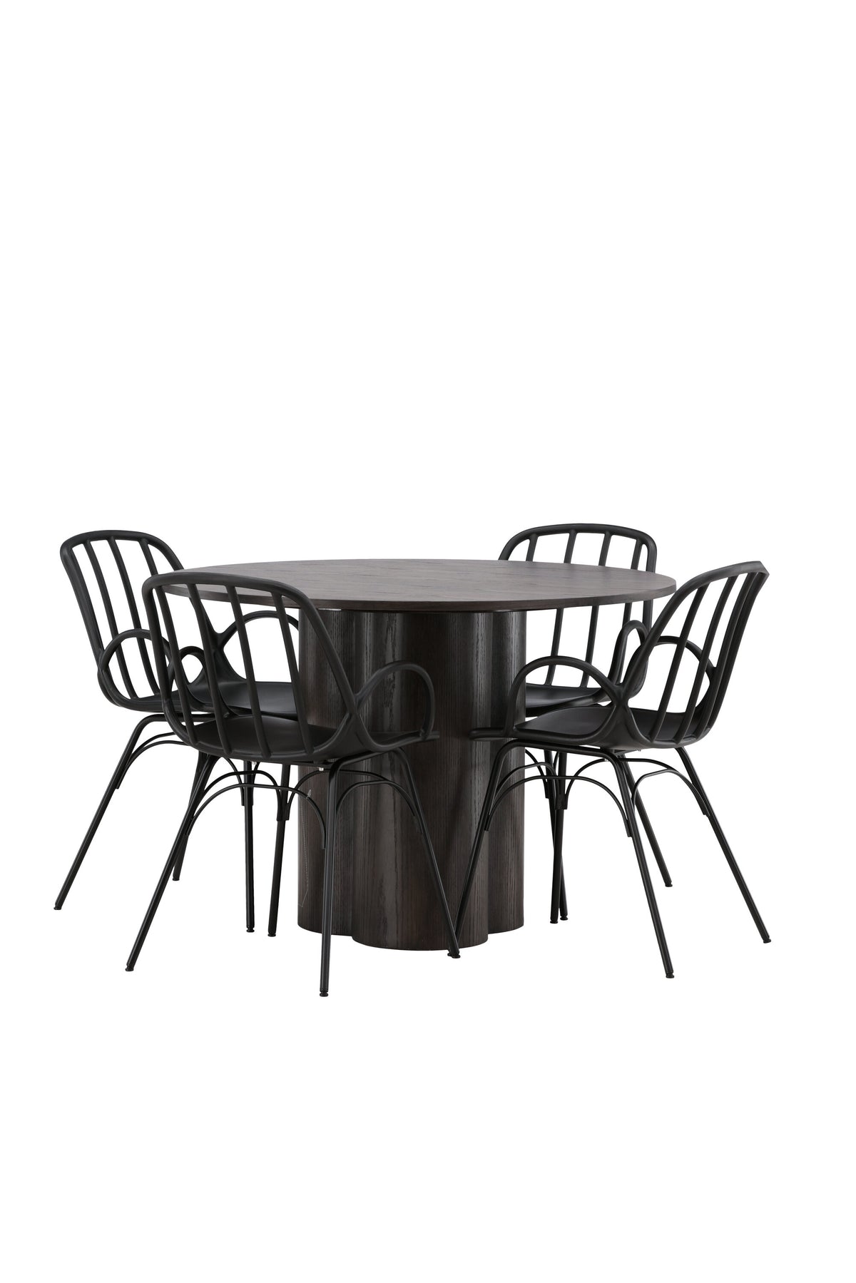 Olivia Esszimmerset + Dyrön ⌀110cm/4St. in Braun / Schwarz präsentiert im Onlineshop von KAQTU Design AG. Esszimmerset ist von Venture Home