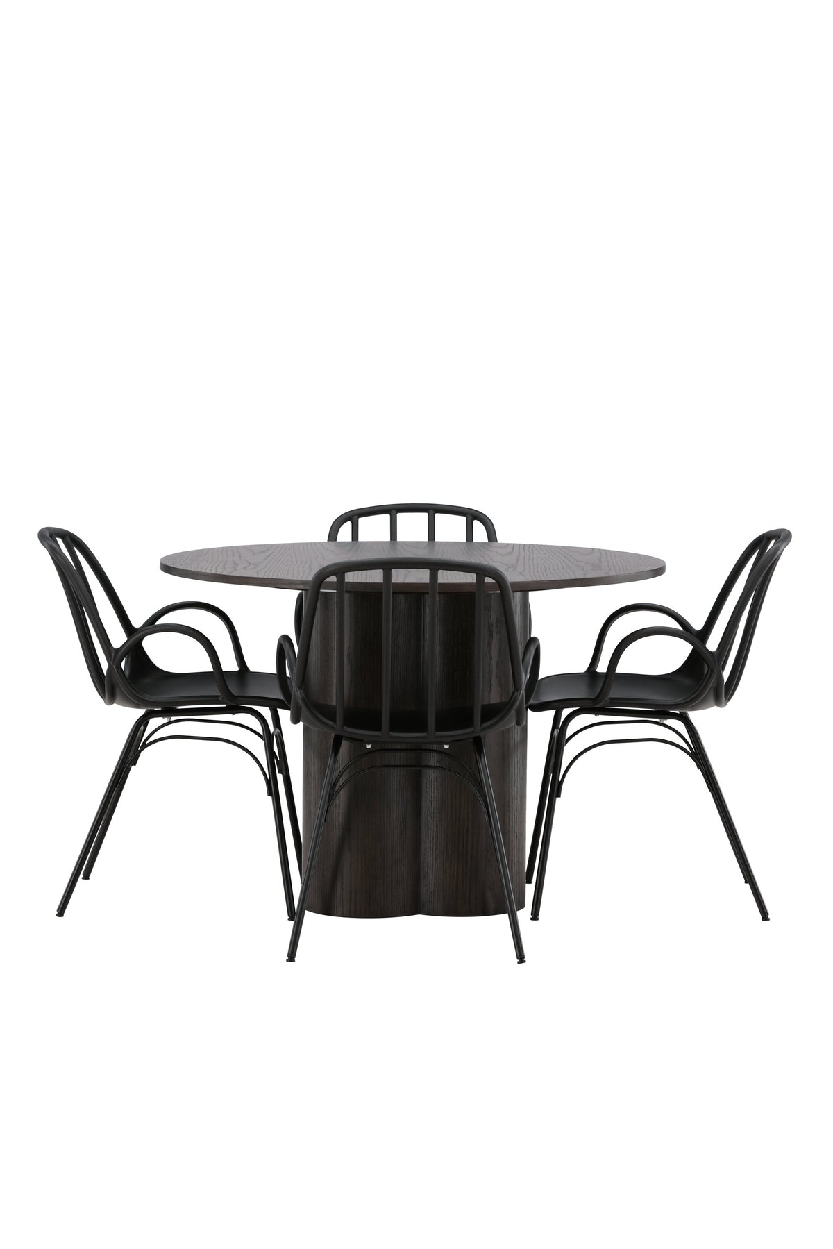 Olivia Esszimmerset + Dyrön ⌀110cm/4St. in Braun / Schwarz präsentiert im Onlineshop von KAQTU Design AG. Esszimmerset ist von Venture Home