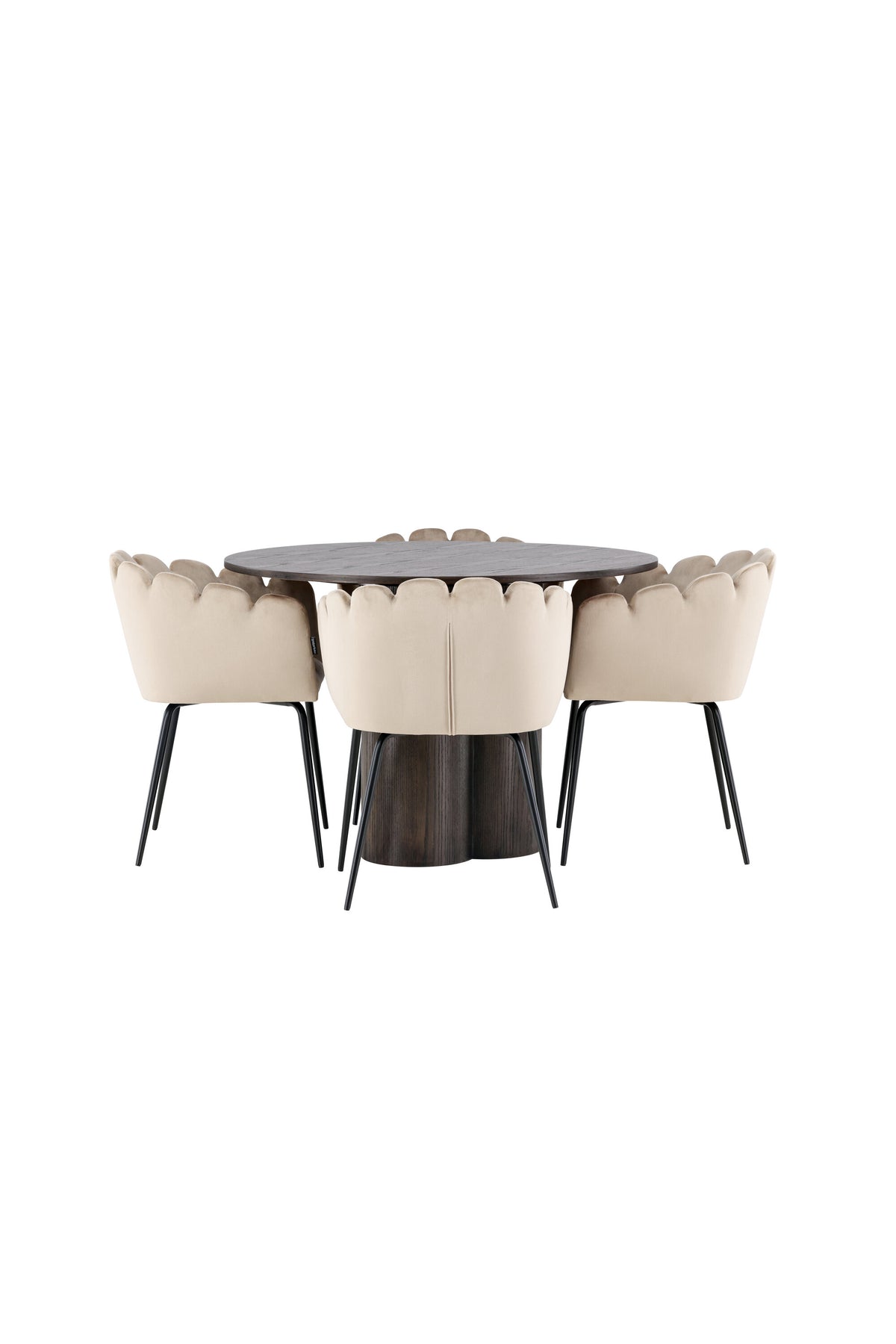 Olivia Esszimmer Set + Limhamn ⌀110cm/4St. in Braun / Beige präsentiert im Onlineshop von KAQTU Design AG. Esszimmerset ist von Venture Home