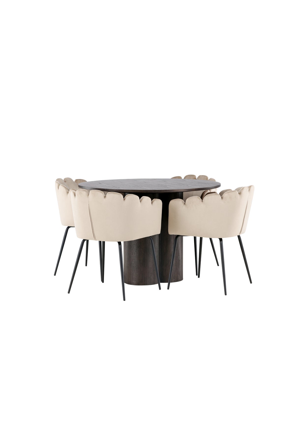 Olivia Esszimmer Set + Limhamn ⌀110cm/4St. in Braun / Beige präsentiert im Onlineshop von KAQTU Design AG. Esszimmerset ist von Venture Home