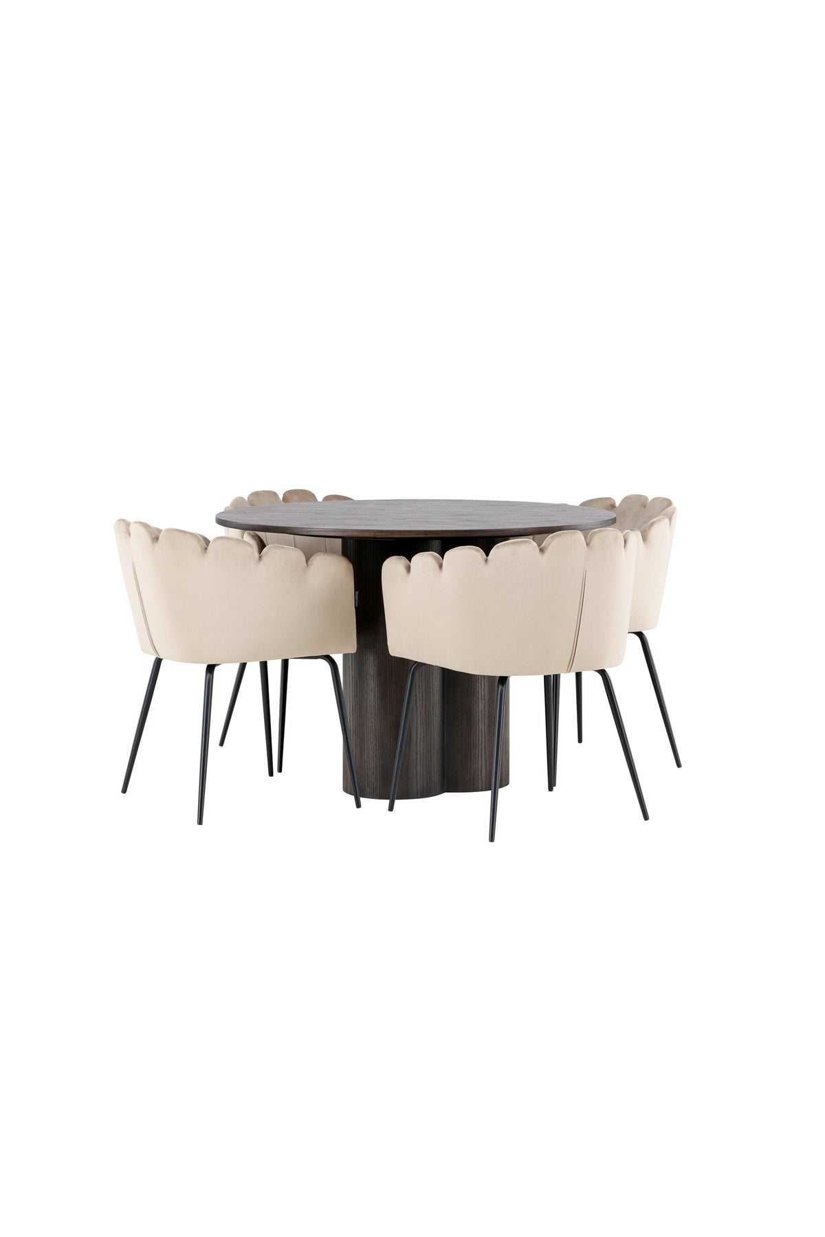 Olivia Esszimmer Set + Limhamn ⌀110cm/4St. in Braun / Beige präsentiert im Onlineshop von KAQTU Design AG. Esszimmerset ist von Venture Home