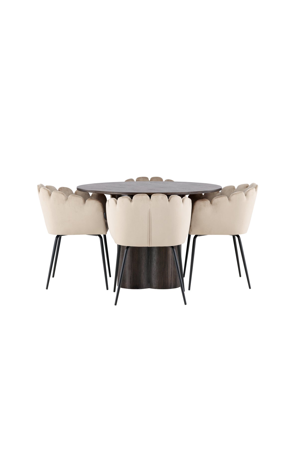 Olivia Esszimmer Set + Limhamn ⌀110cm/4St. in Braun / Beige präsentiert im Onlineshop von KAQTU Design AG. Esszimmerset ist von Venture Home