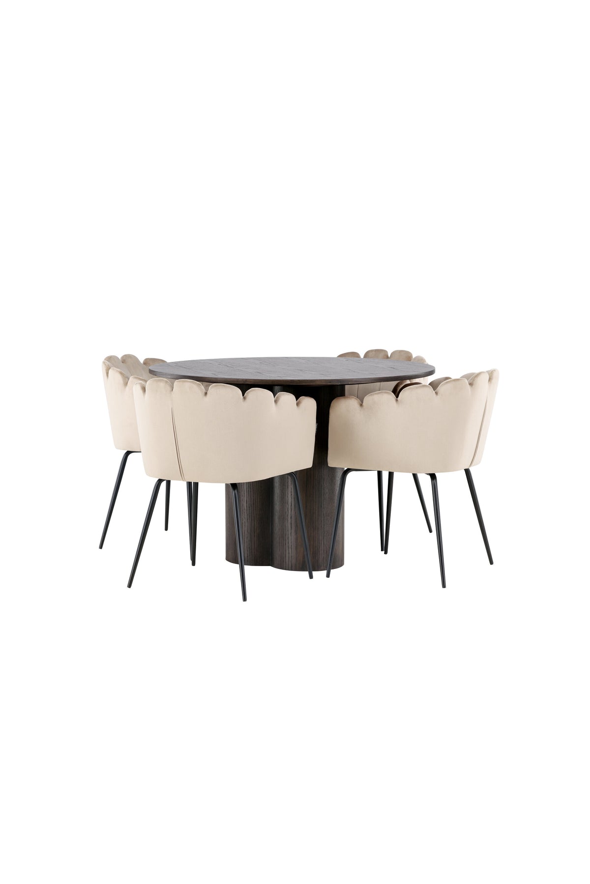 Olivia Esszimmer Set + Limhamn ⌀110cm/4St. in Braun / Beige präsentiert im Onlineshop von KAQTU Design AG. Esszimmerset ist von Venture Home