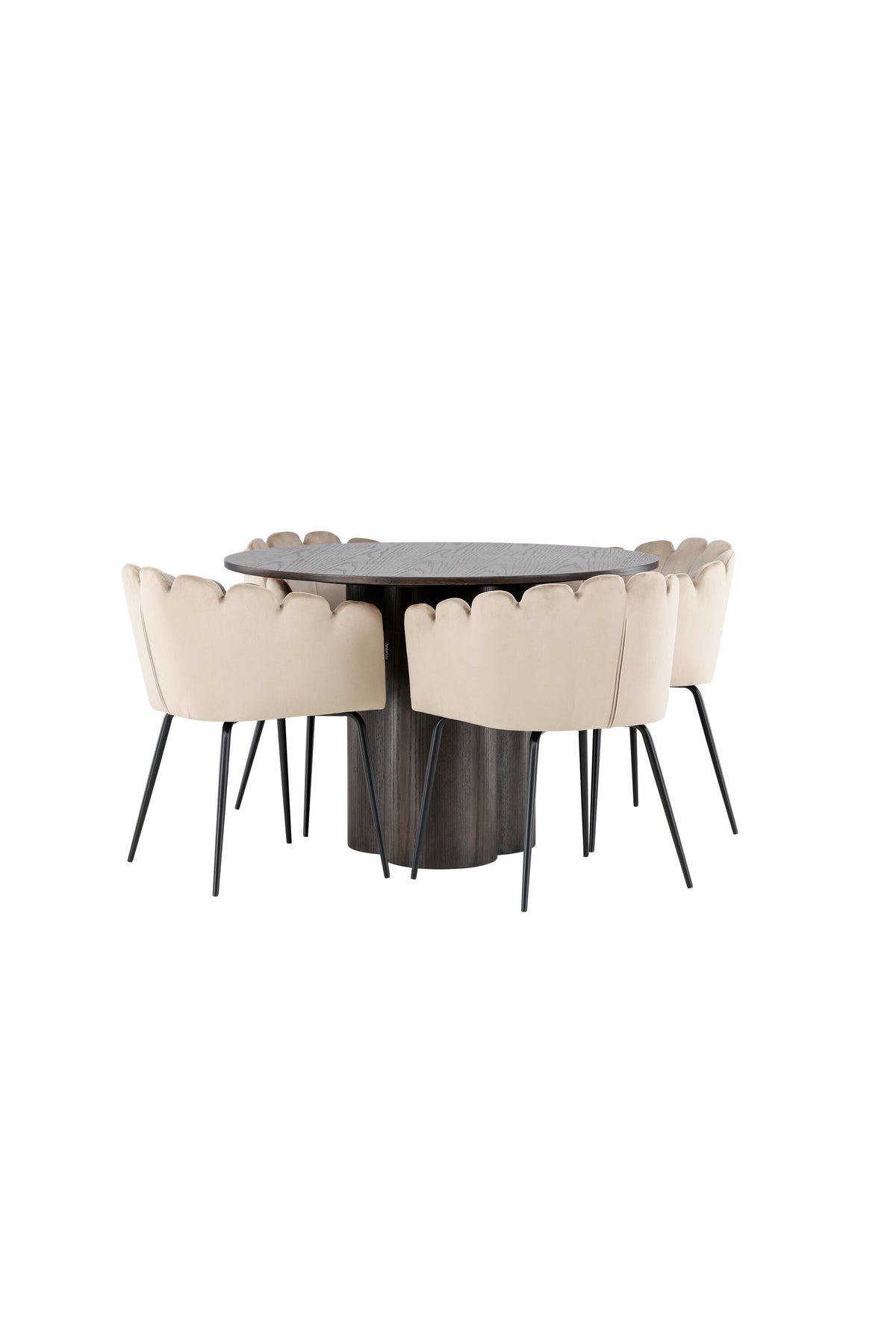 Olivia Esszimmer Set + Limhamn ⌀110cm/4St. in Braun / Beige präsentiert im Onlineshop von KAQTU Design AG. Esszimmerset ist von Venture Home