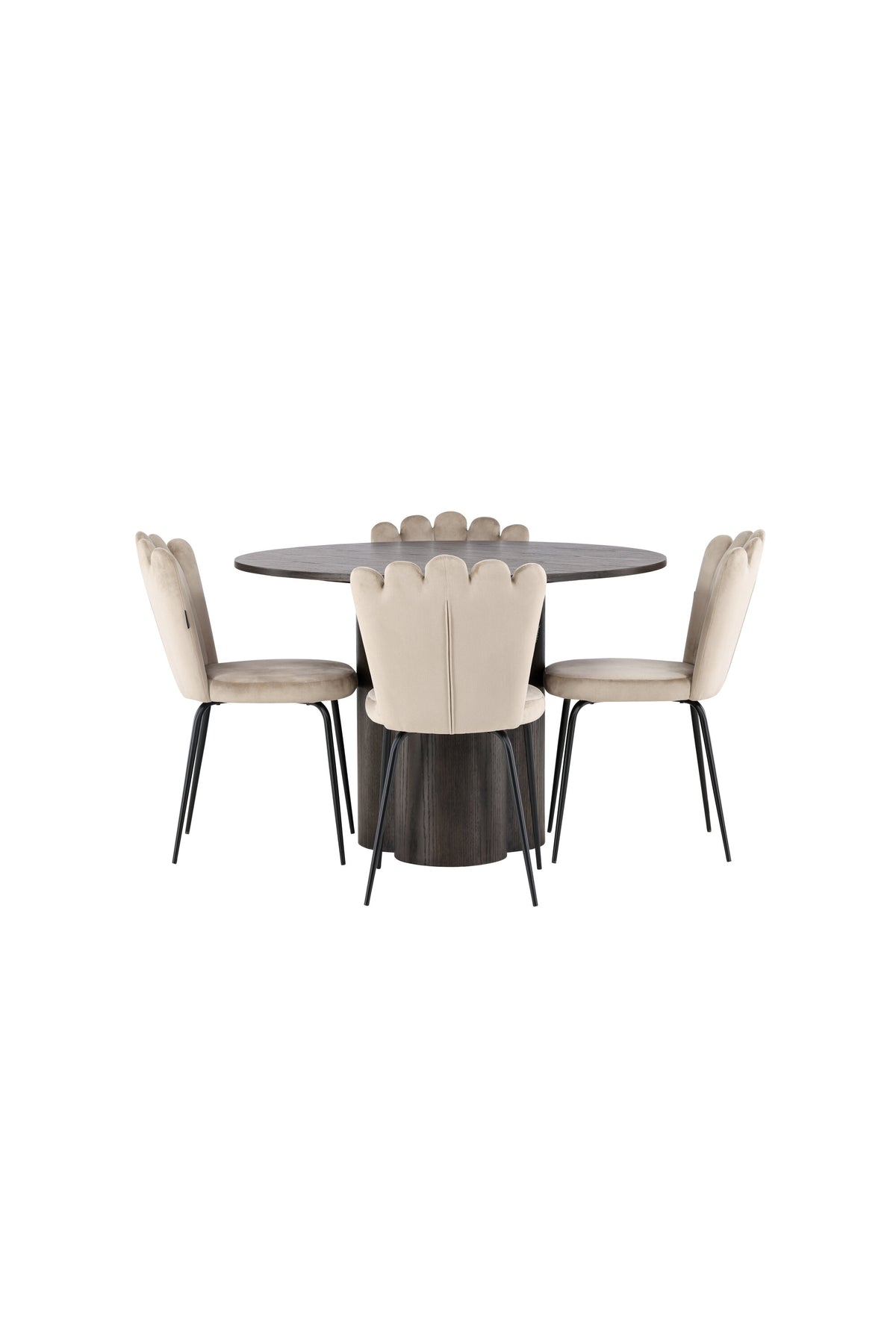 Olivia Esszimmer Set + Limhamn Light ⌀110cm/4St. in Braun / Beige präsentiert im Onlineshop von KAQTU Design AG. Esszimmerset ist von Venture Home