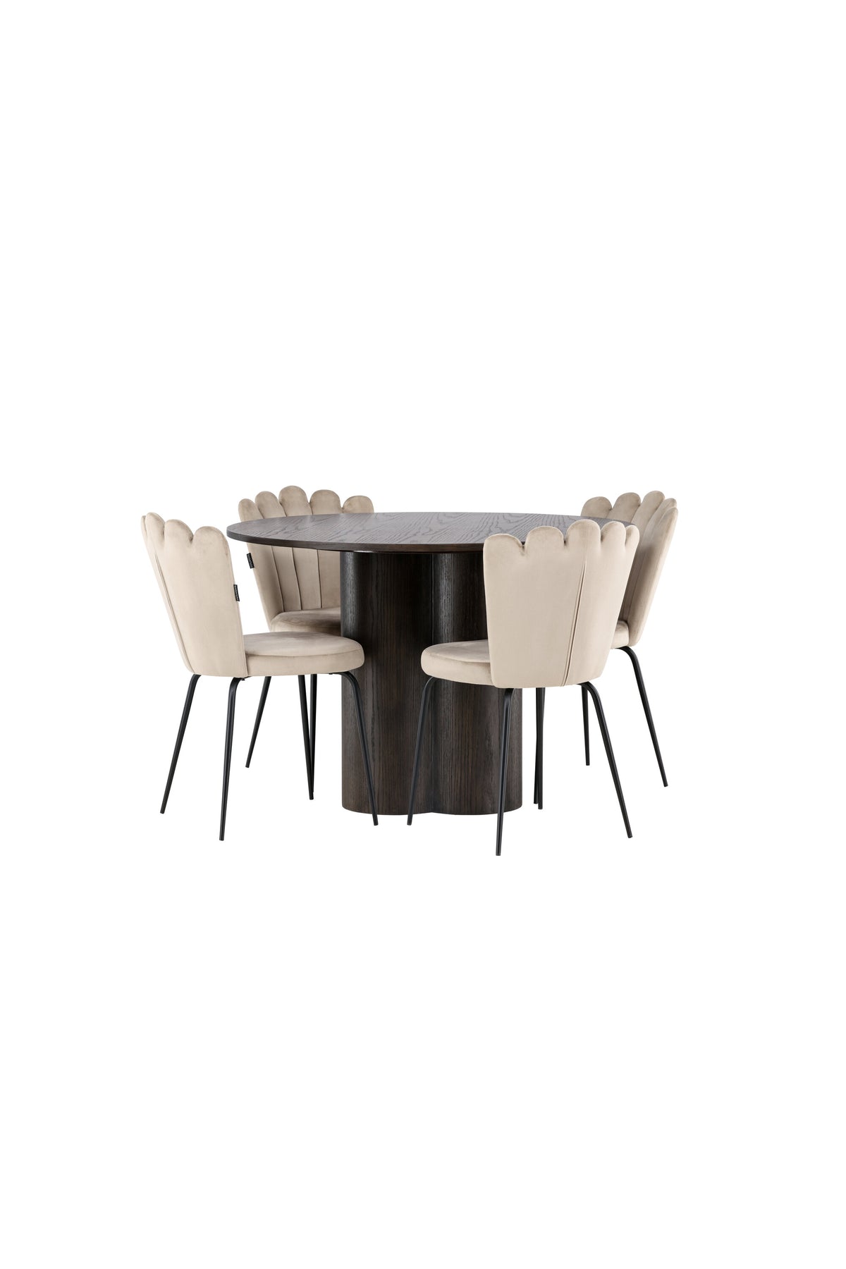 Olivia Esszimmer Set + Limhamn Light ⌀110cm/4St. in Braun / Beige präsentiert im Onlineshop von KAQTU Design AG. Esszimmerset ist von Venture Home